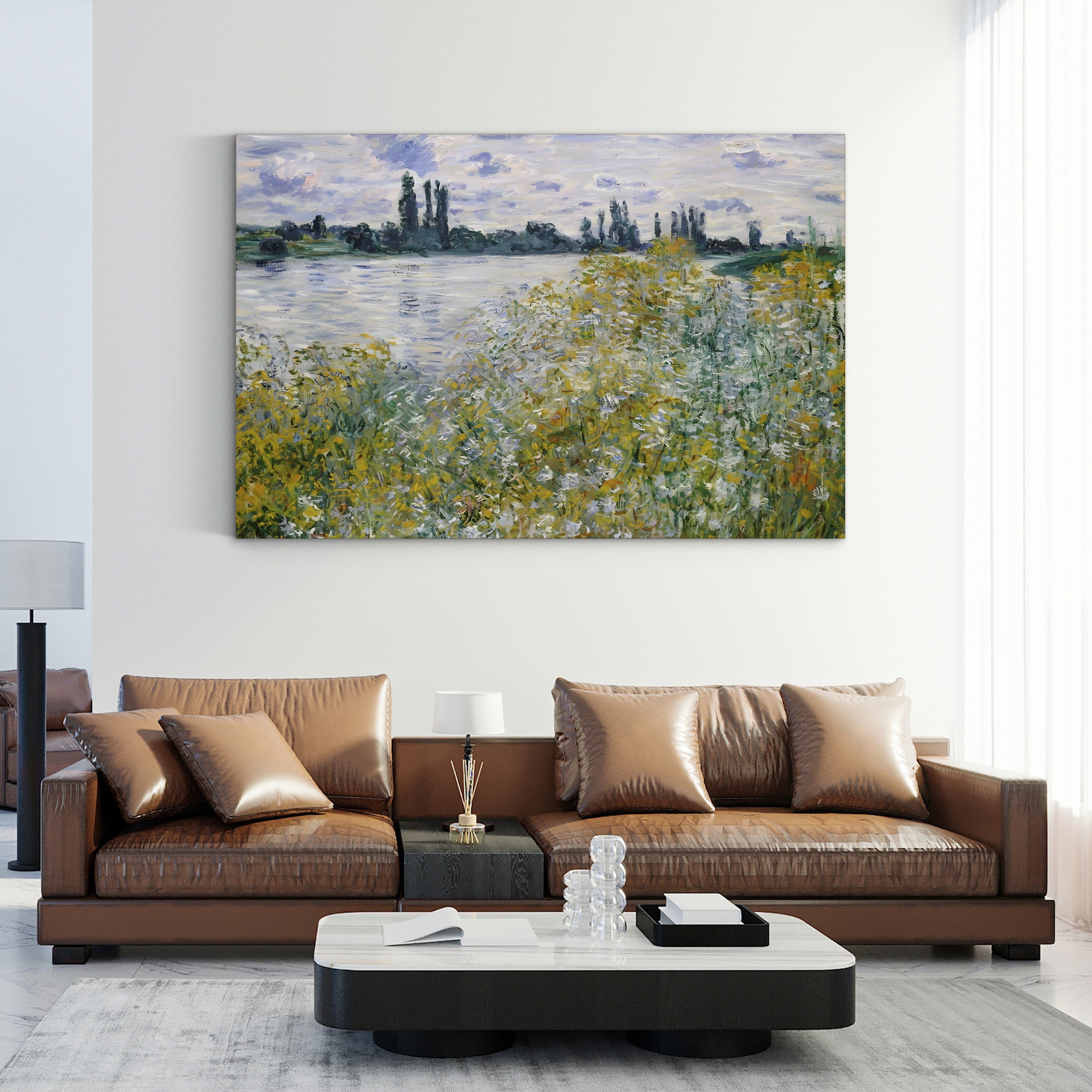 Île aux Fleurs near Vétheuil – Claude Monet Wall Art | Impressionist River Landscape Canvas Print