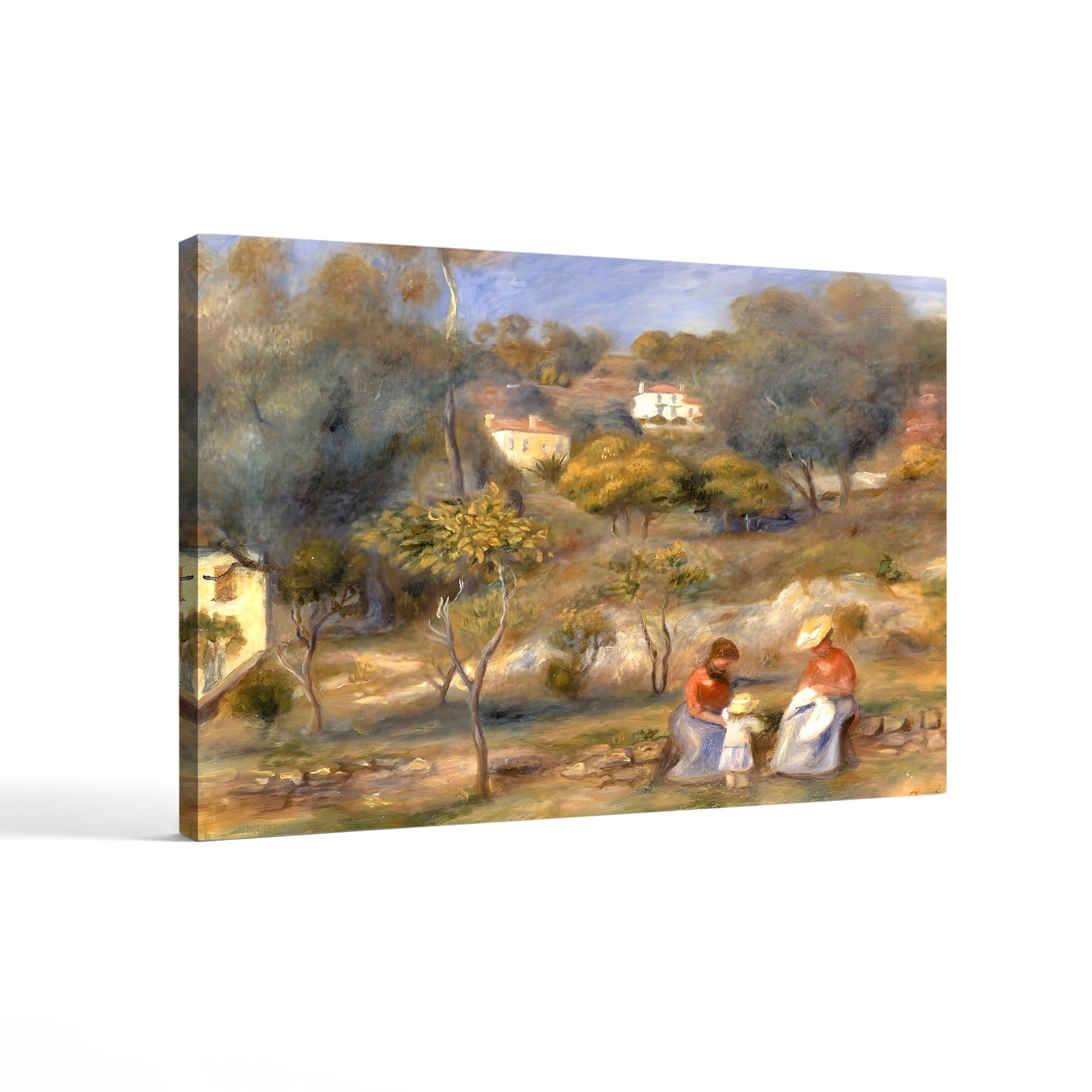 Two Women and a Child in a Landscape, 1902 – Pierre-Auguste Renoir Wall Art | Impressionist Figural Canvas Print