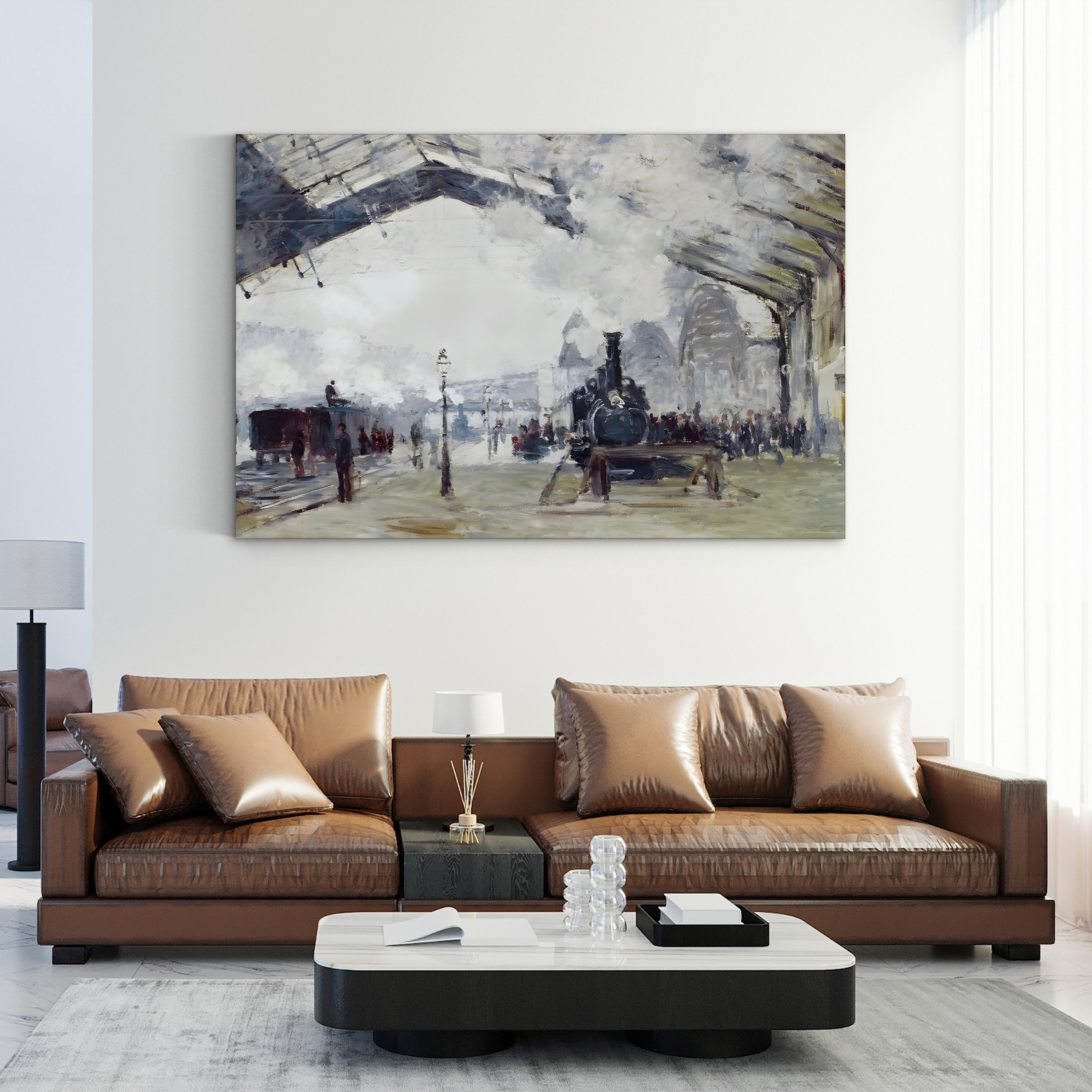 Gare de Saint-Lazare, The Train from Normandy – Claude Monet Wall Art | Impressionist Railway Canvas Print