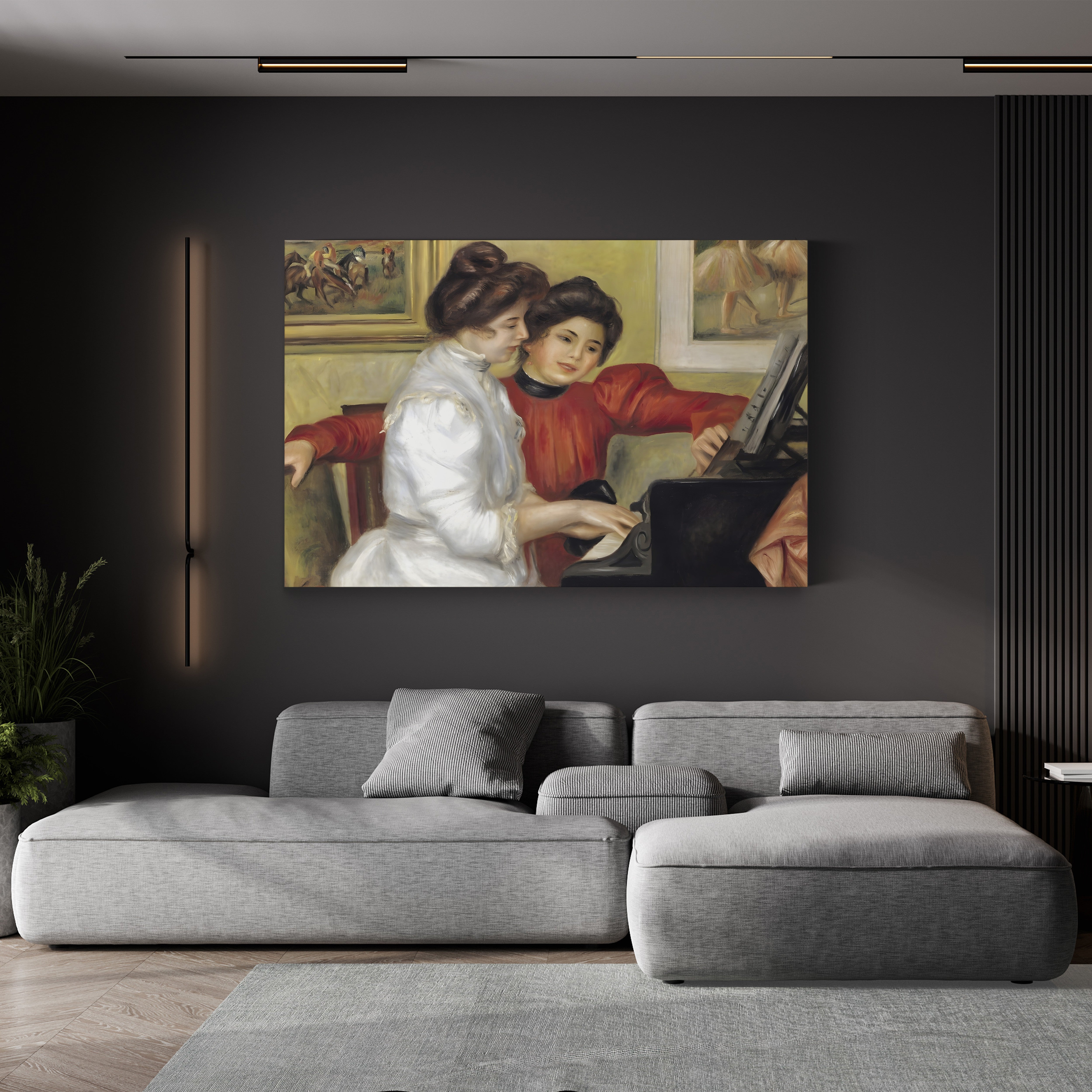 Yvonne and Christine Lerolle at the Piano, 1897 – Pierre-Auguste Renoir Wall Art | Impressionist Interior Canvas Print