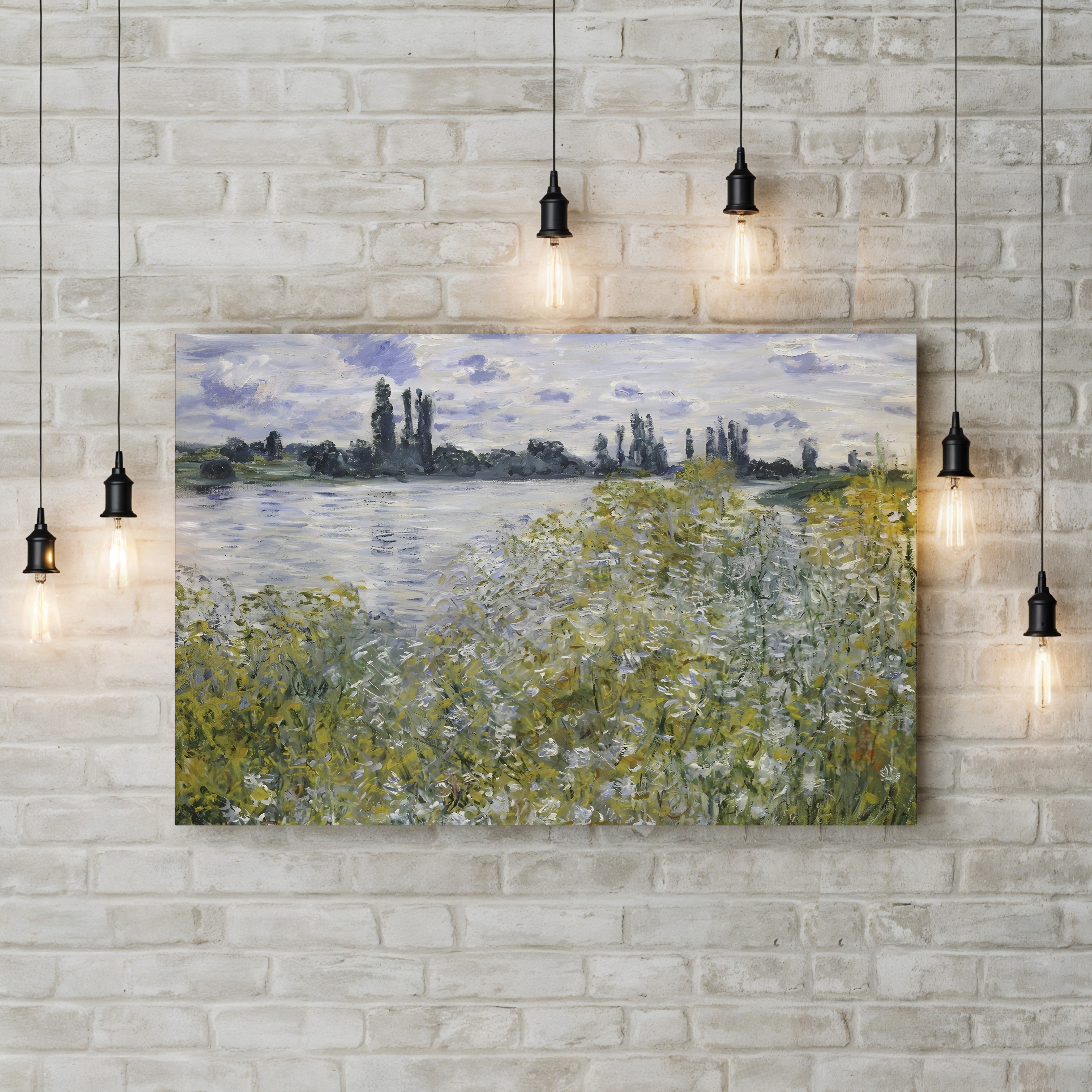 Island of Flowers near Vétheuil, 1880 – Claude Monet Wall Art | Impressionist River Landscape Canvas Print