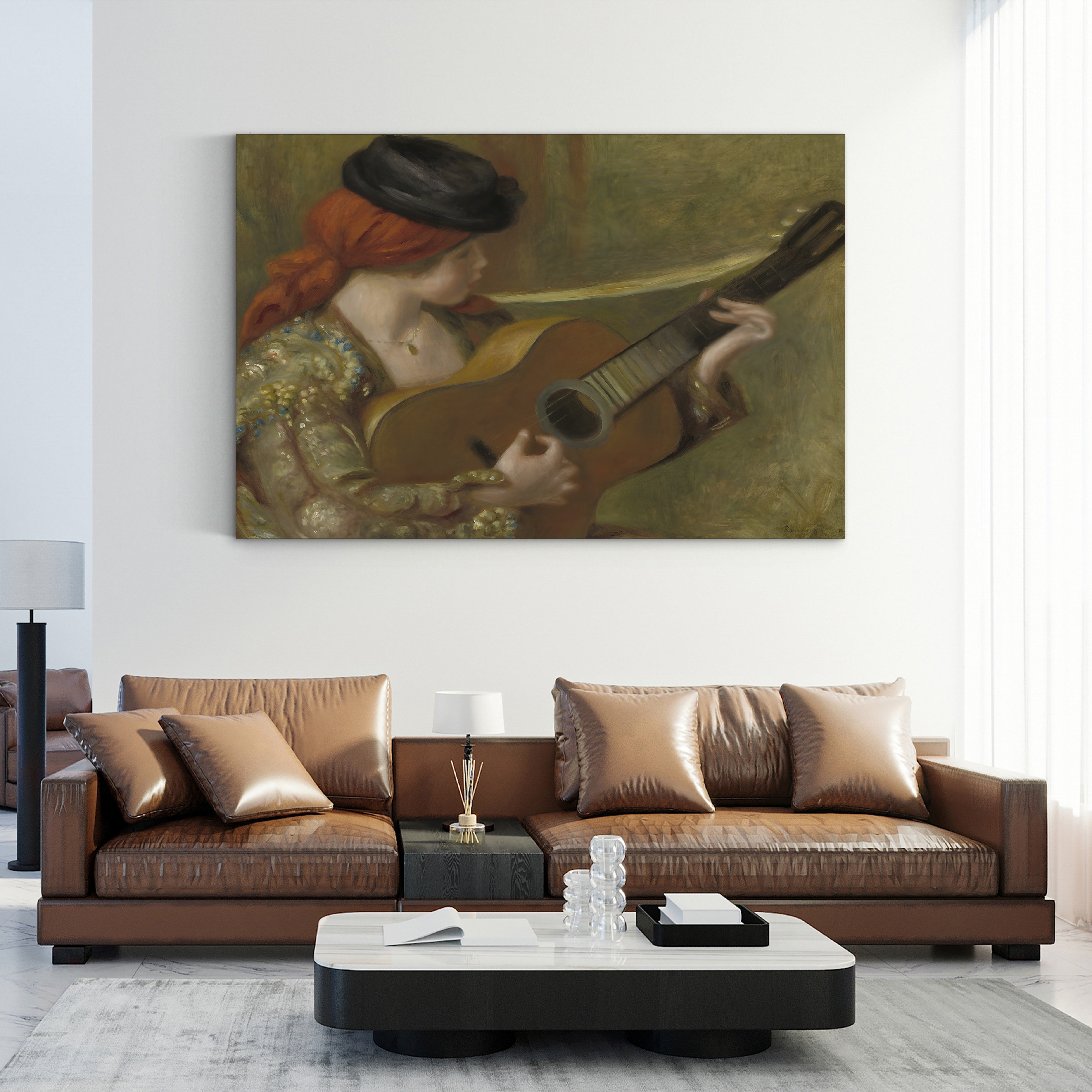 Young Spanish Woman with a Guitar, 1898 – Pierre-Auguste Renoir Wall Art | Impressionist Figure Canvas Print