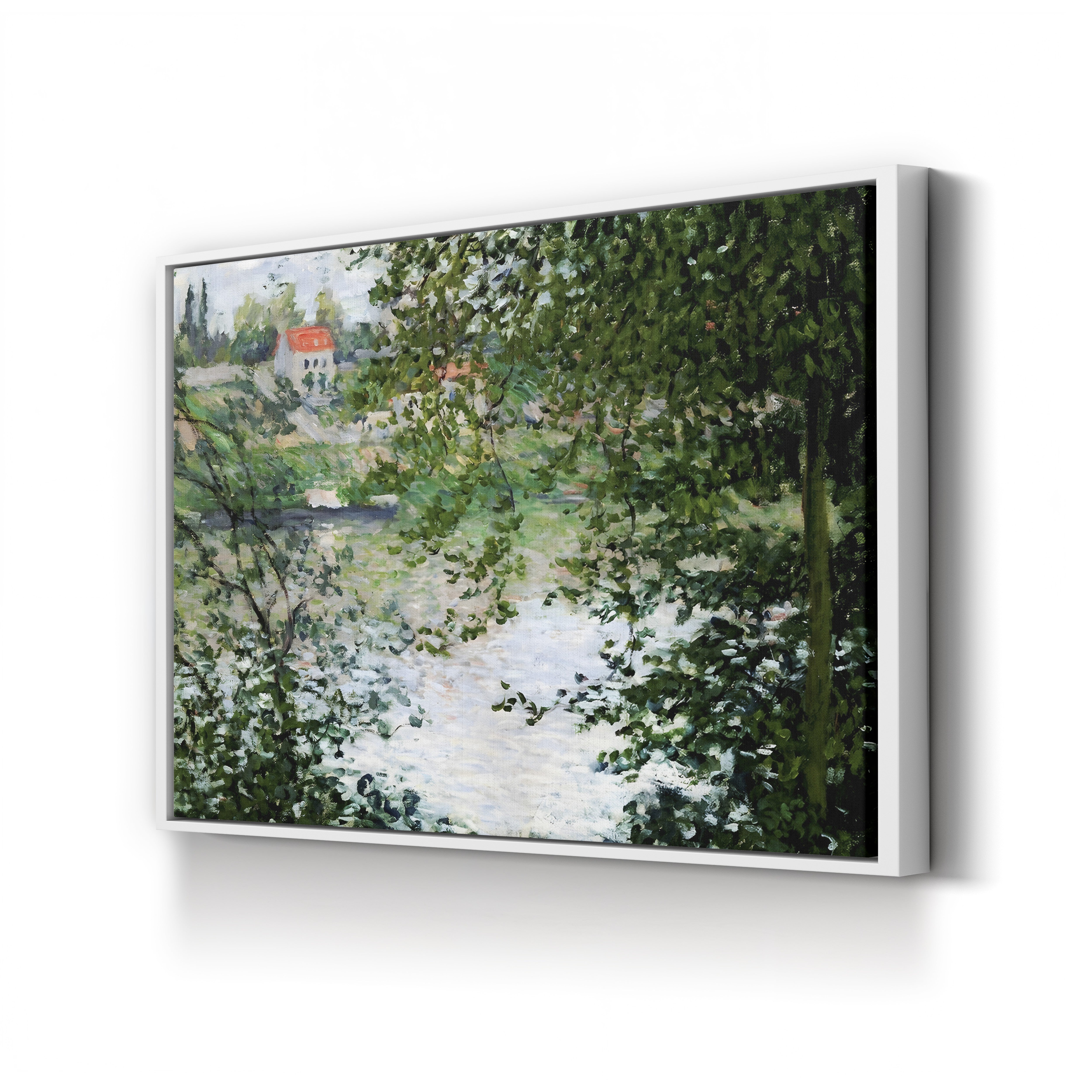 Île de La Grande Jatte Through the Trees, 1878 – Claude Monet Wall Art | Impressionist Seine Landscape Canvas Print