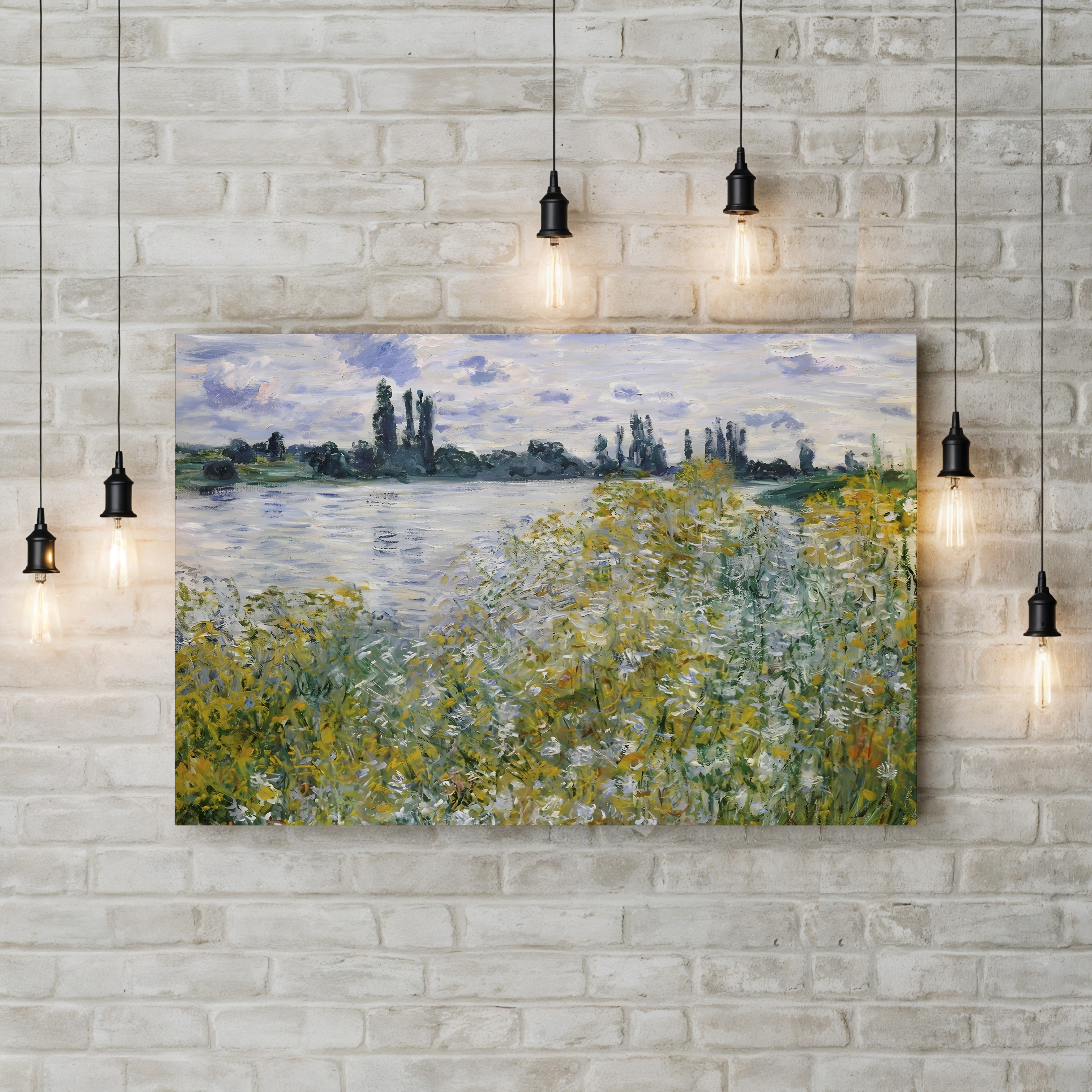 Île aux Fleurs near Vétheuil – Claude Monet Wall Art | Impressionist River Landscape Canvas Print
