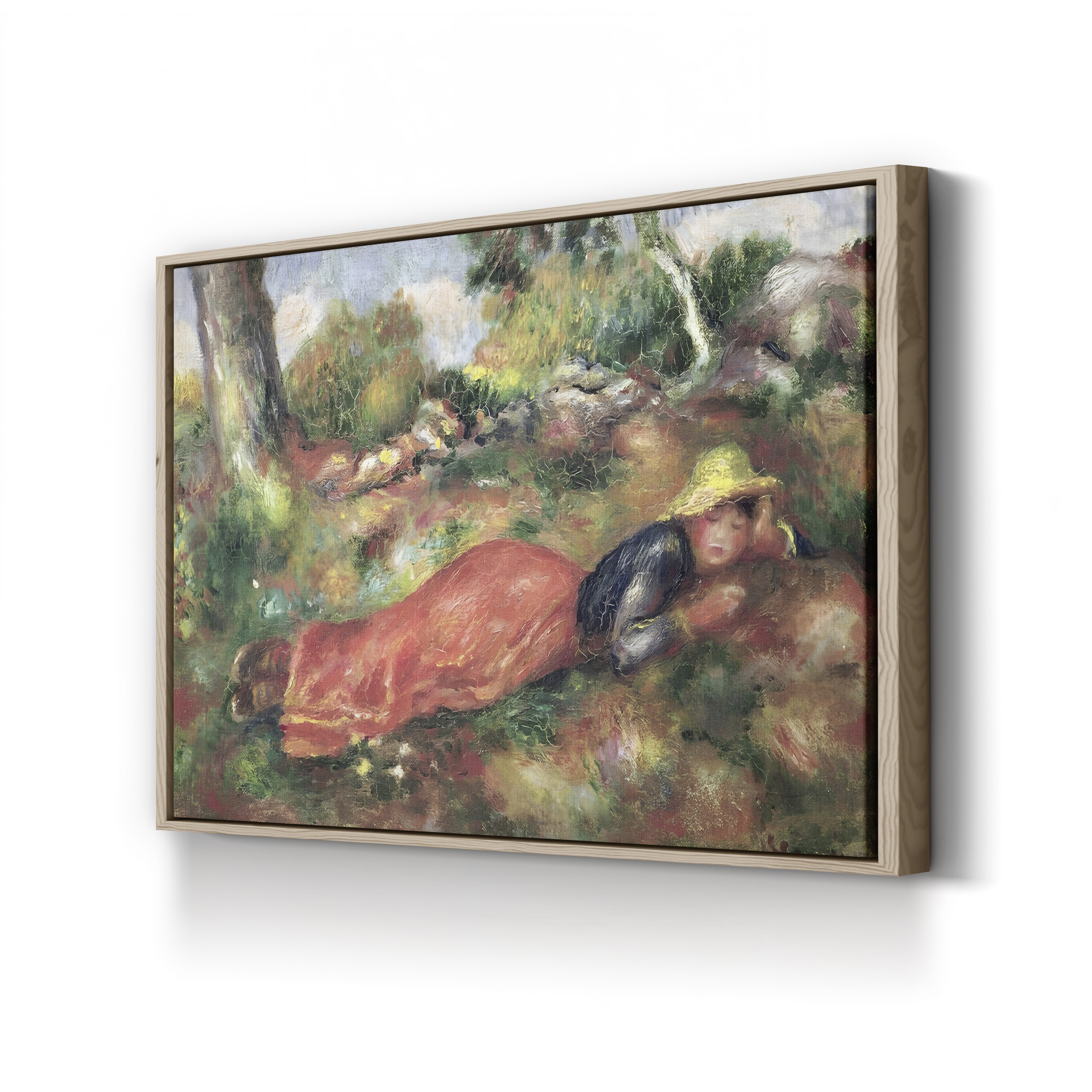 Young Girl Sleeping on the Grass – Pierre-Auguste Renoir Wall Art | Impressionist Figure Canvas Print