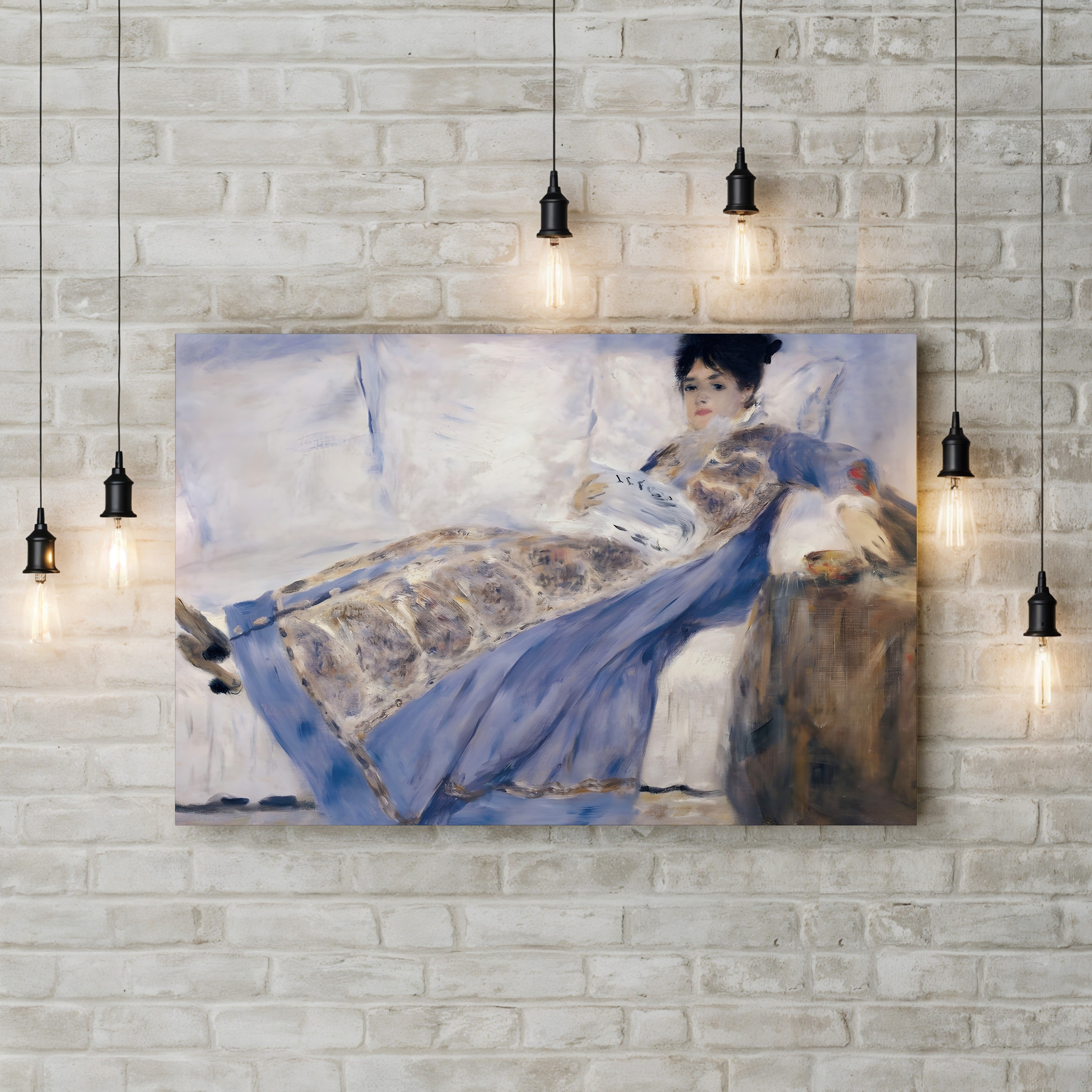 Madame Monet Lying on a Sofa – Renoir Wall Art | Portrait Canvas