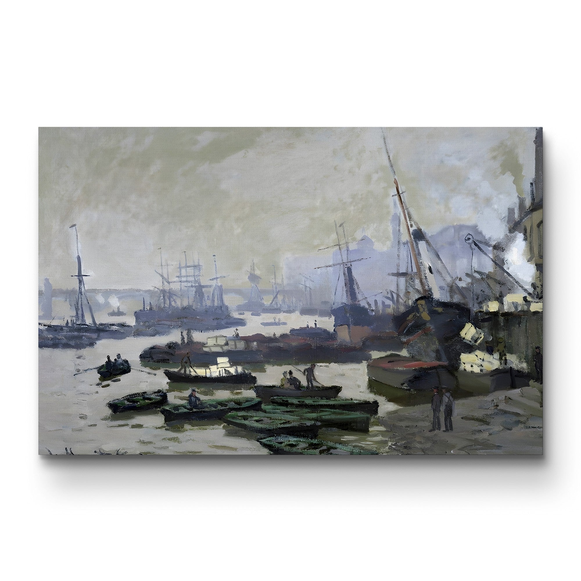 Boats in the Pool of London, 1871 – Claude Monet Wall Art | Early Impressionist Thames Canvas Print
