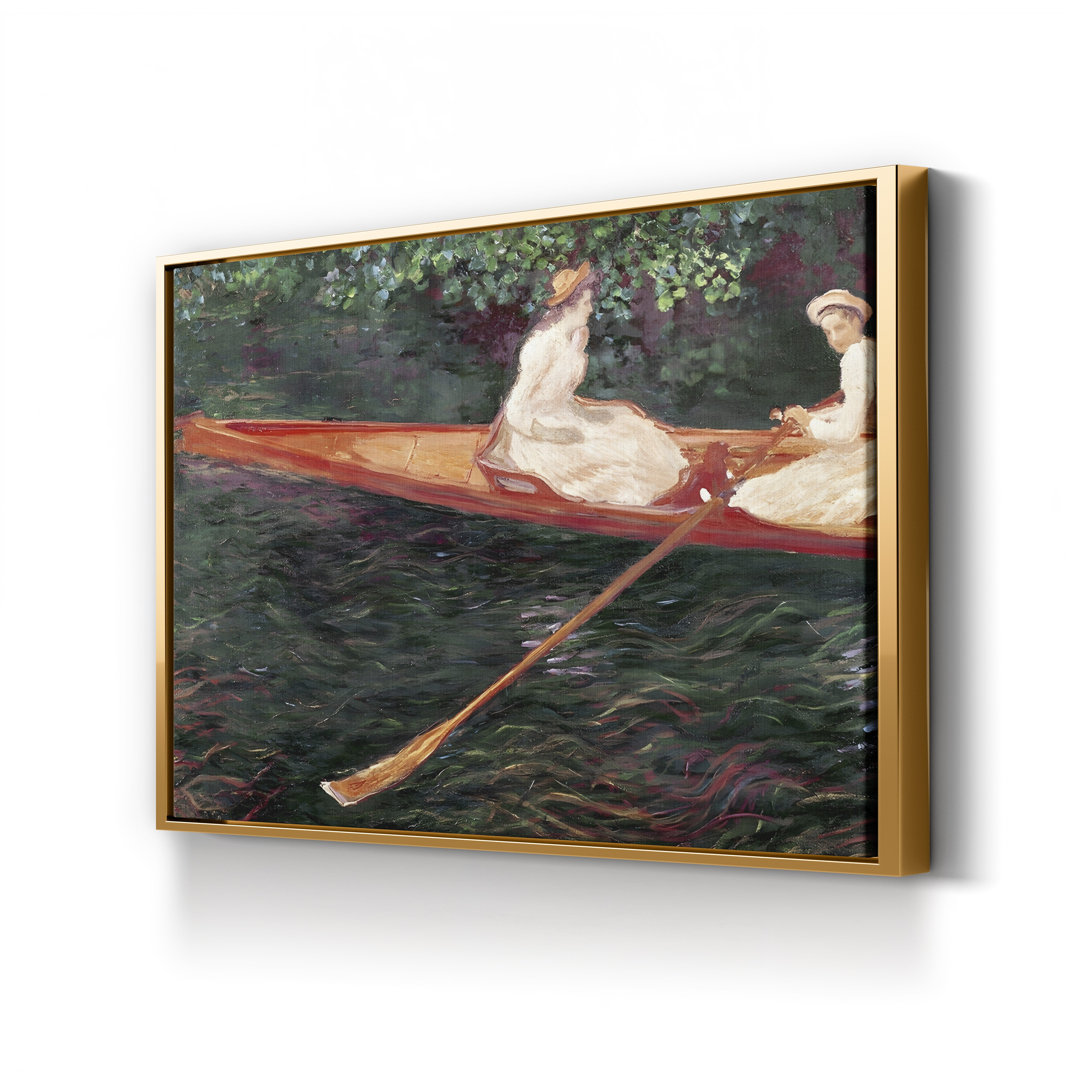 Boating on the River Epte, c. 1889-90 – Claude Monet Wall Art | Impressionist Riverside Canvas Print