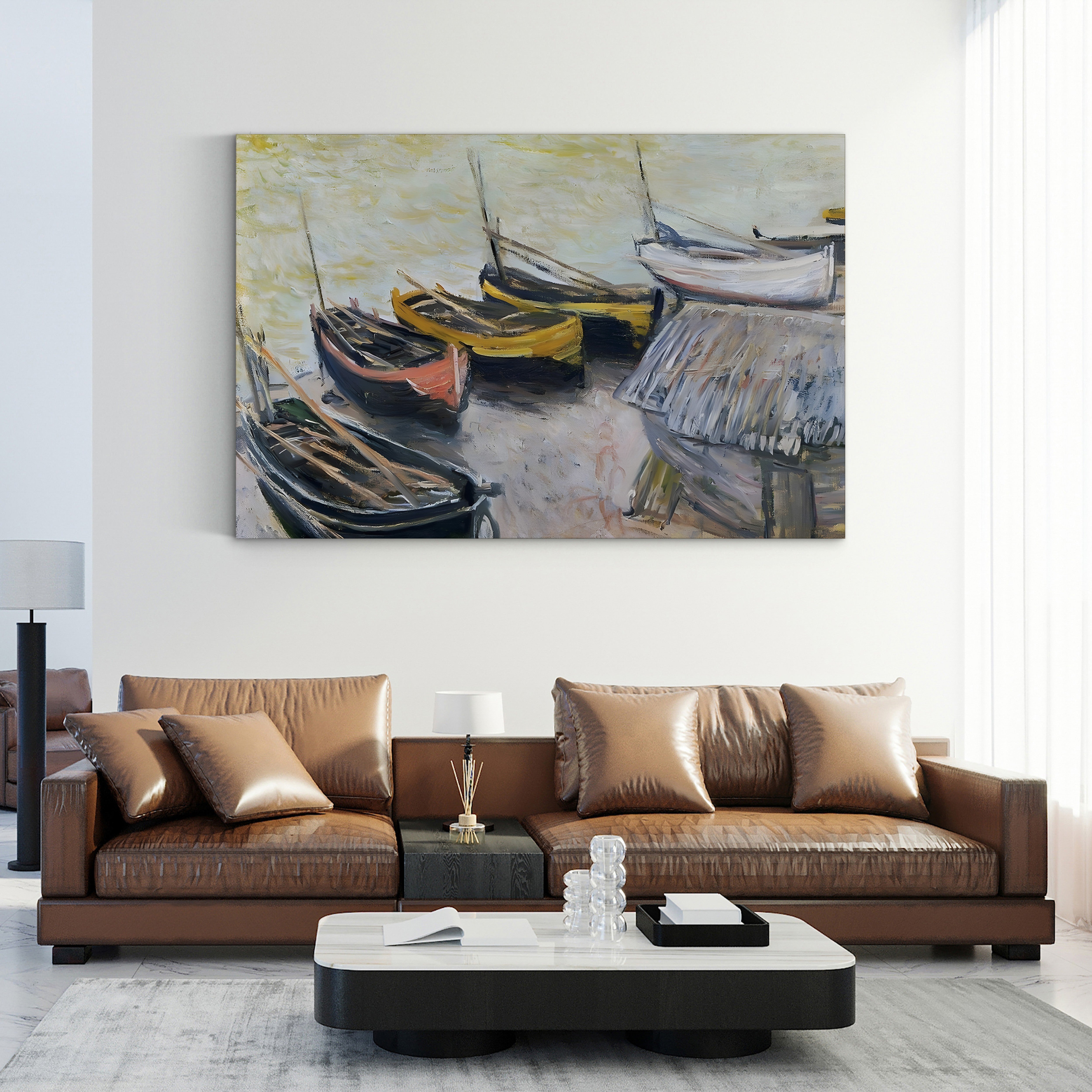 Boats on the Beach, 1883 – Claude Monet Wall Art | Impressionist Norman Coastal Canvas Print