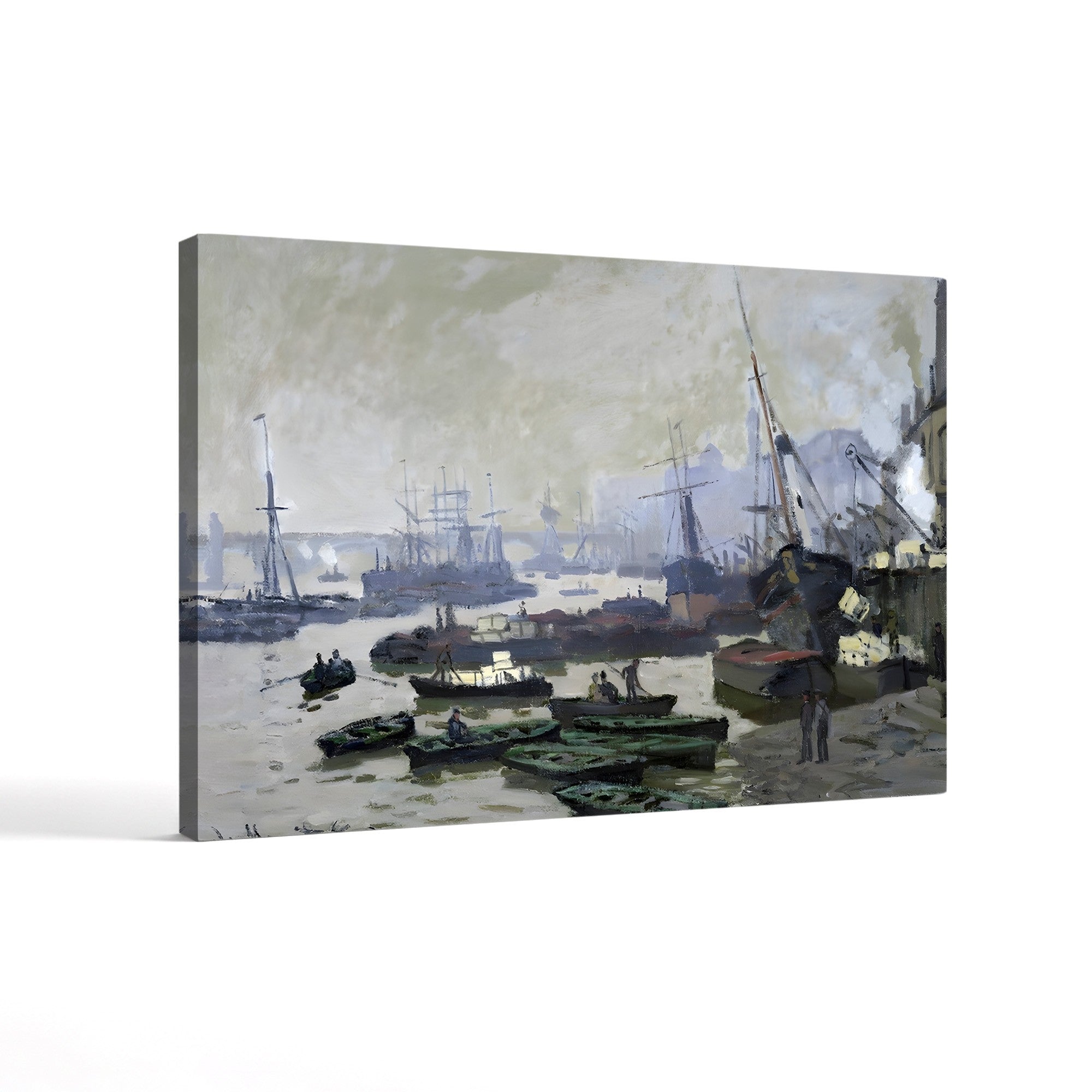 Boats in the Pool of London, 1871 – Claude Monet Wall Art | Early Impressionist Thames Canvas Print
