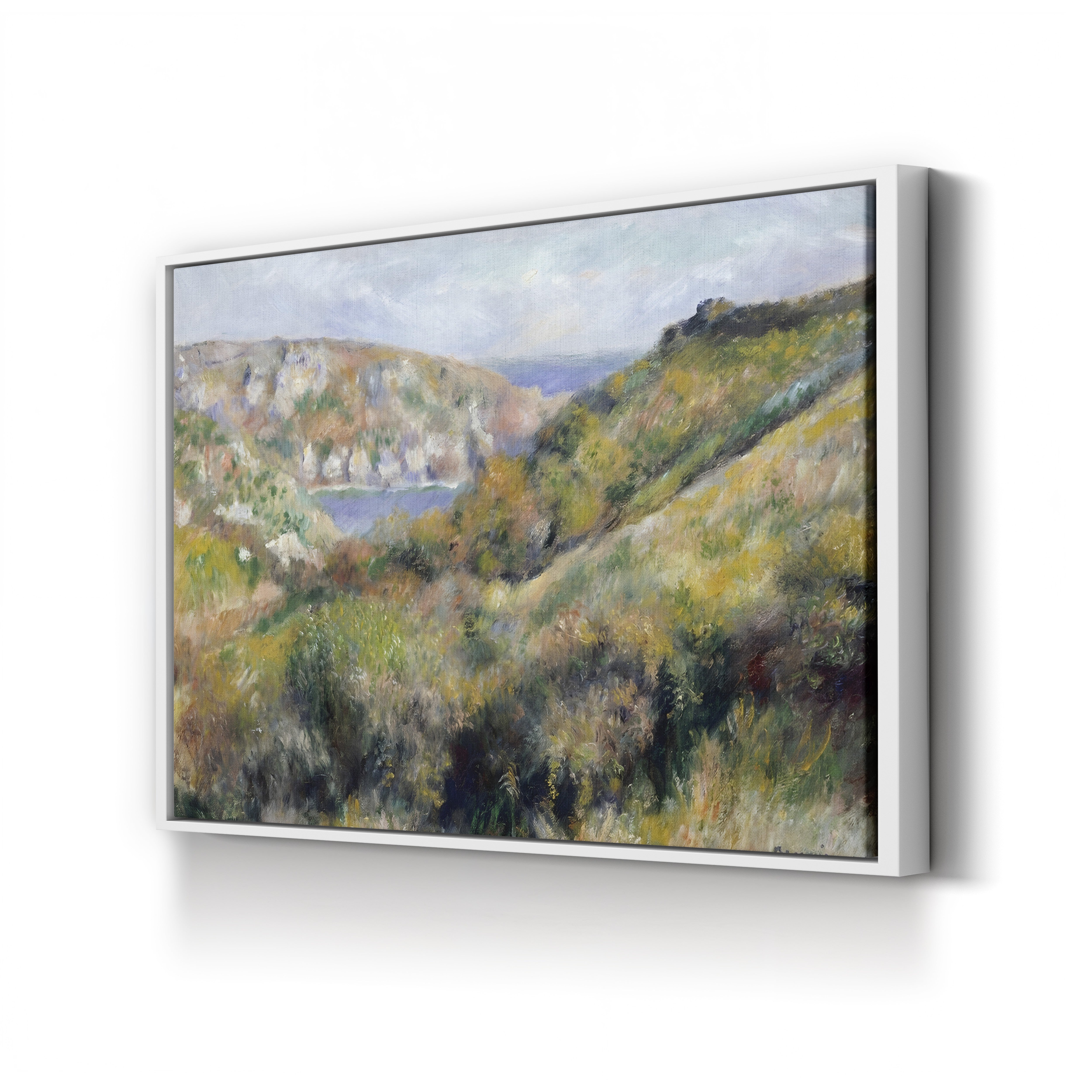 Hills Around Bay of Moulin Huet, Guernsey, 1883 – Pierre-Auguste Renoir Wall Art | Impressionist Coastal Canvas Print