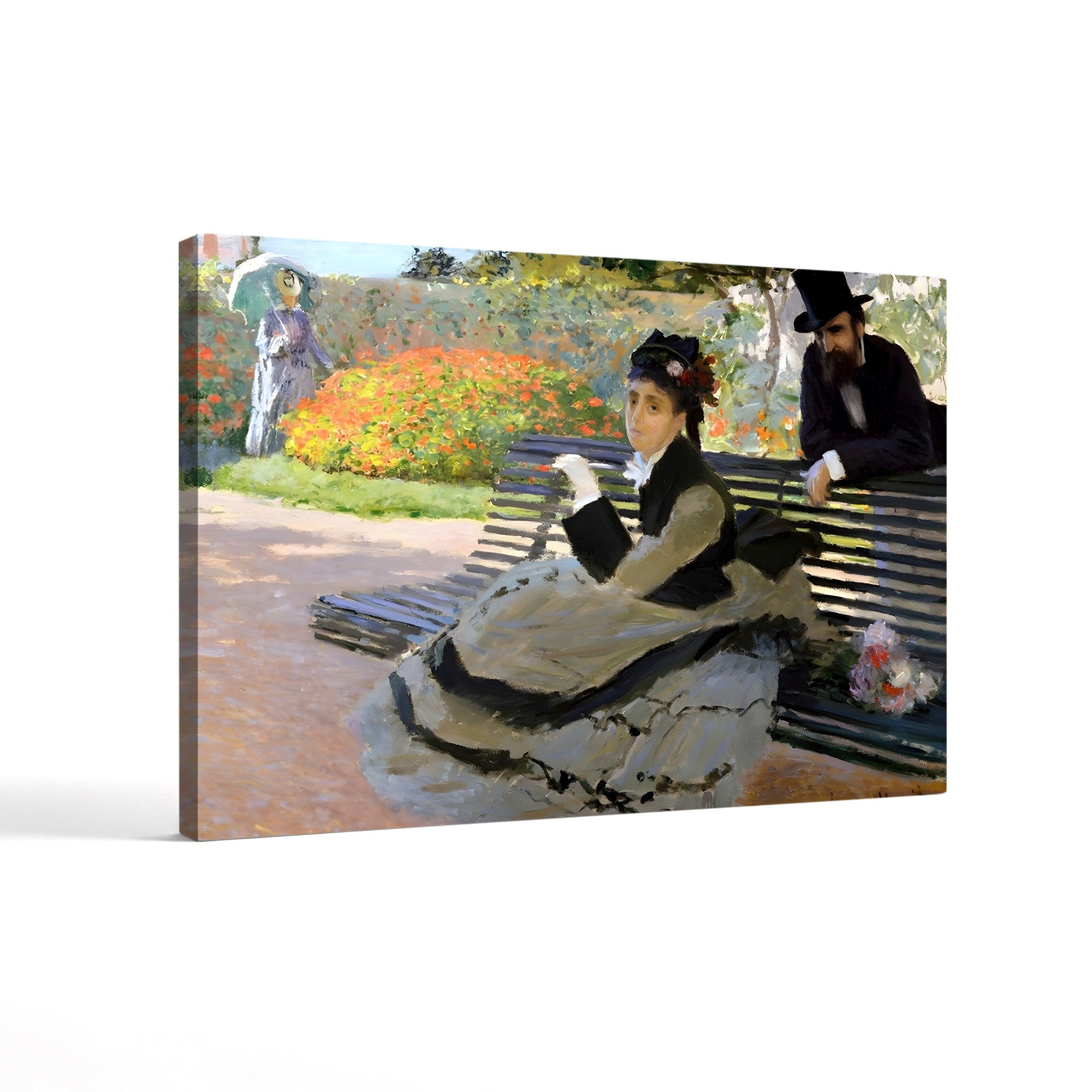 Camille Monet on a Garden Bench – Claude Monet Wall Art | Impressionist Garden Figure Canvas Print