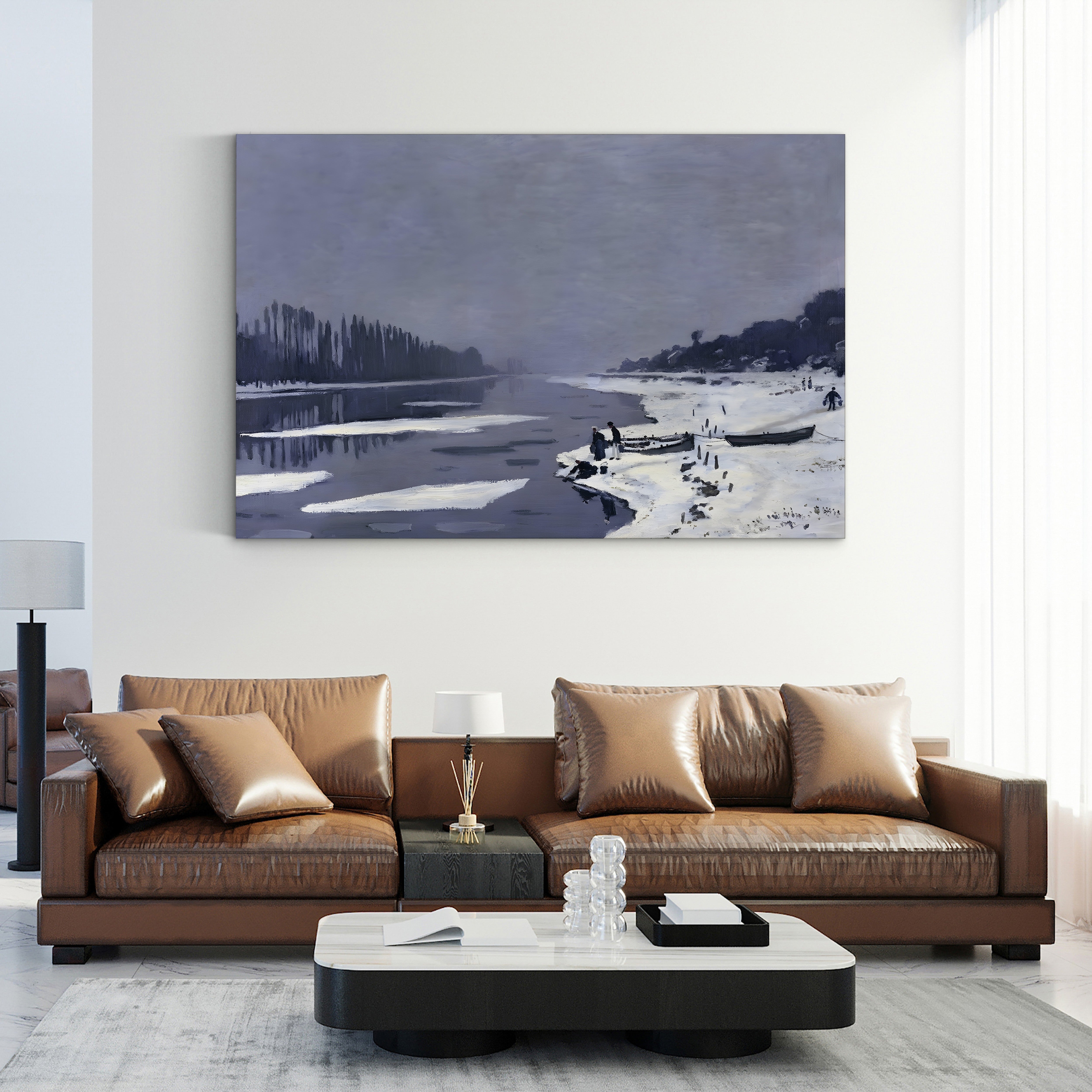 Ice Floes on the Seine at Bougival, c. 1867–68 – Claude Monet Wall Art | Early Impressionist Winter Canvas Print