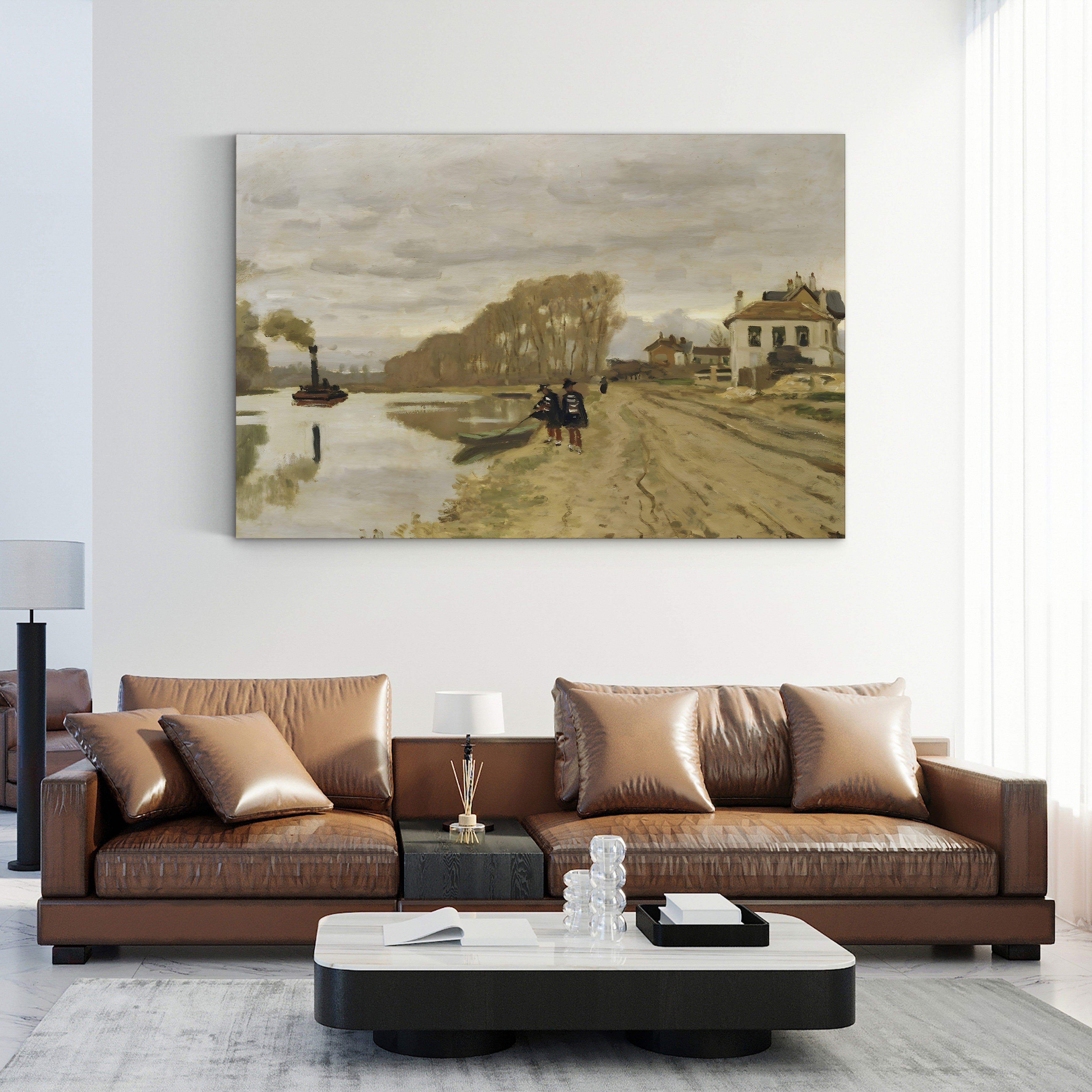 Infantrymen of the Flanant Guard on the Water – Claude Monet Wall Art | Impressionist Figure Landscape Canvas Print