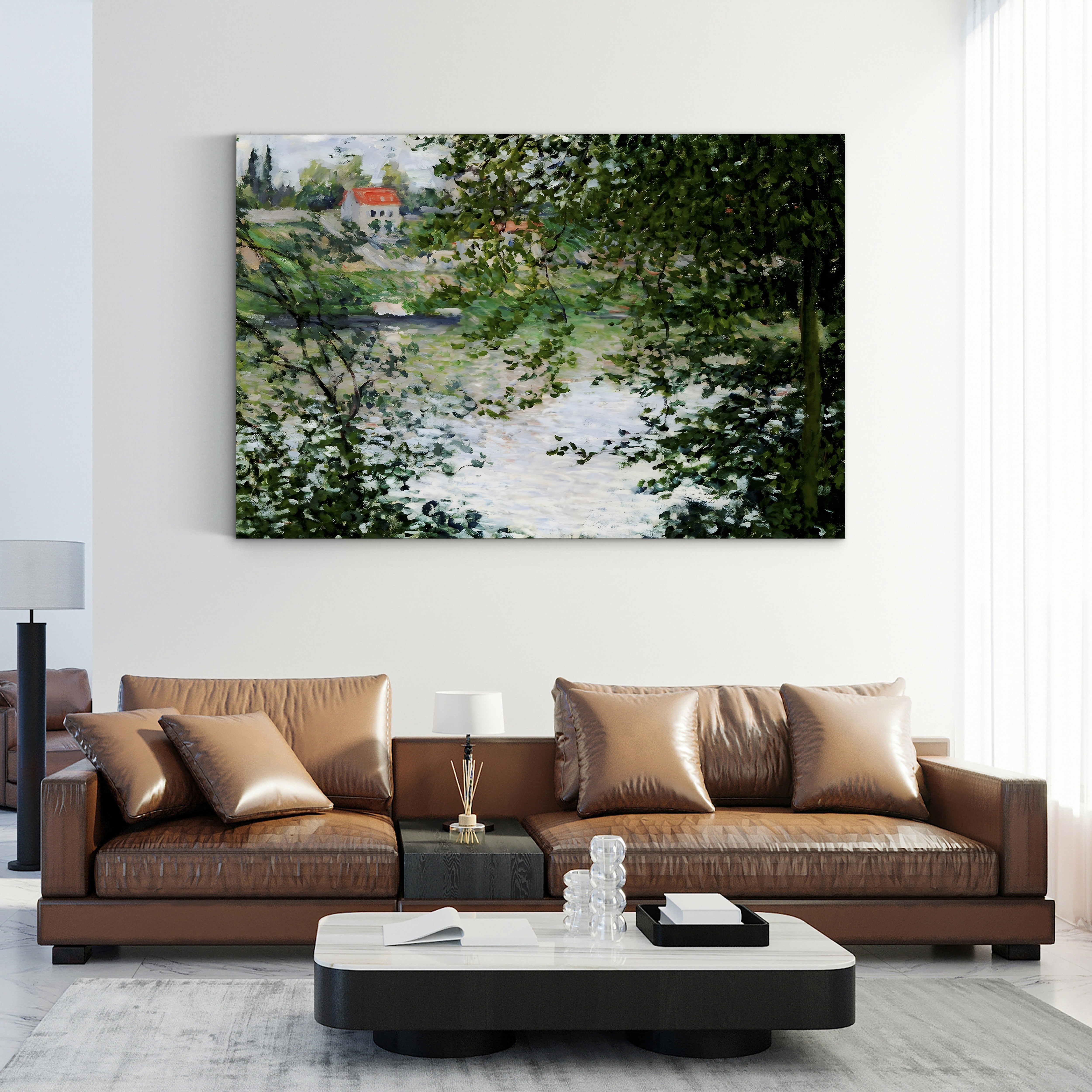 Île de La Grande Jatte Through the Trees, 1878 – Claude Monet Wall Art | Impressionist Seine Landscape Canvas Print