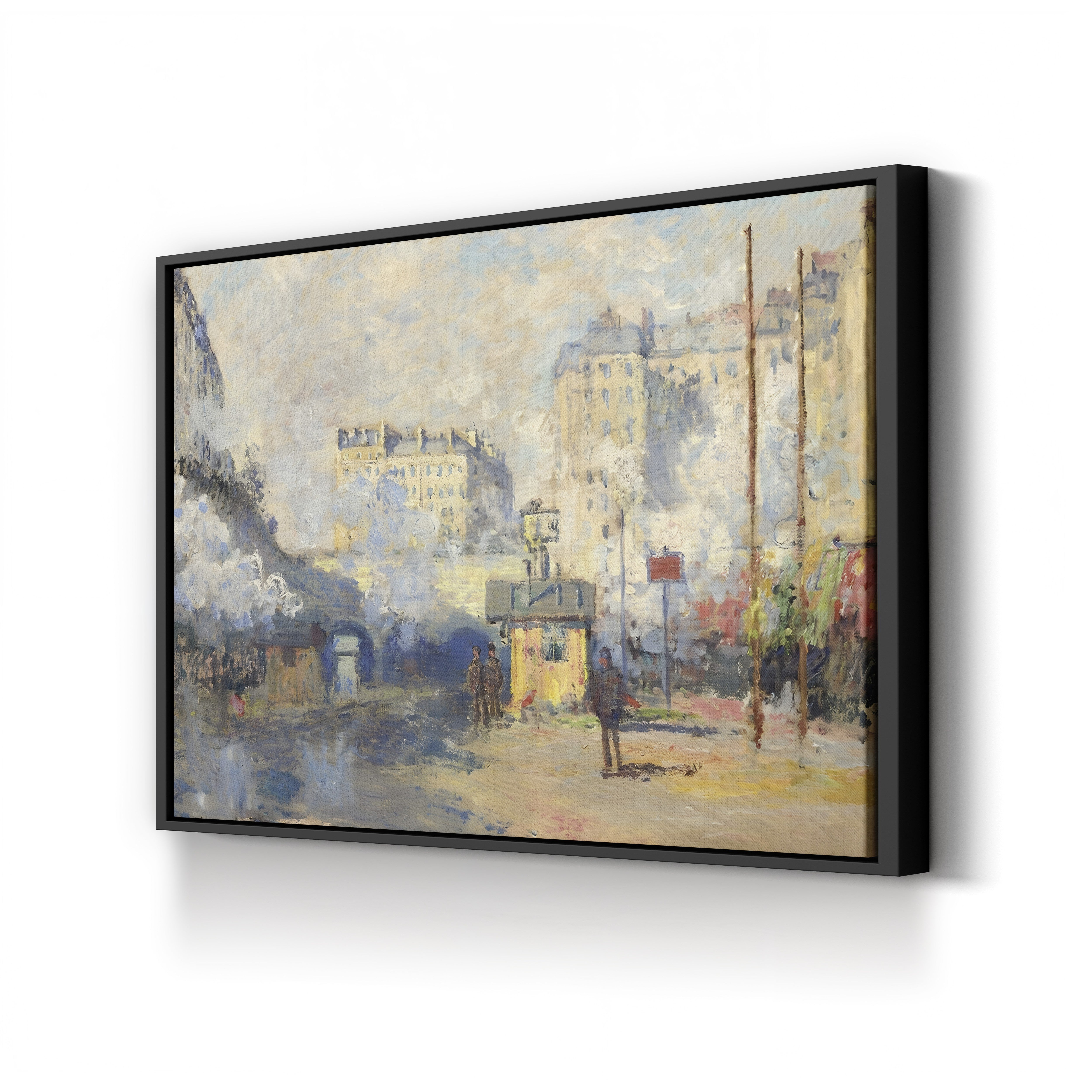 Exterior of Saint-Lazare Station, Sunlight Effect, 1877 – Claude Monet Wall Art | Impressionist Industrial Landscape Print