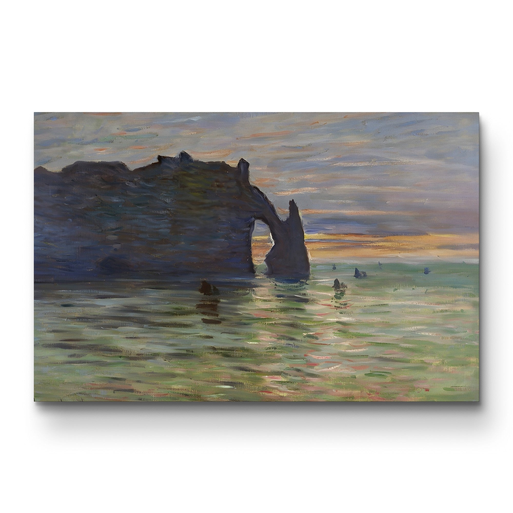 Coucher de Soleil à Étretat, 1883 – Claude Monet Wall Art | Impressionist Coastal Sunset Canvas Print