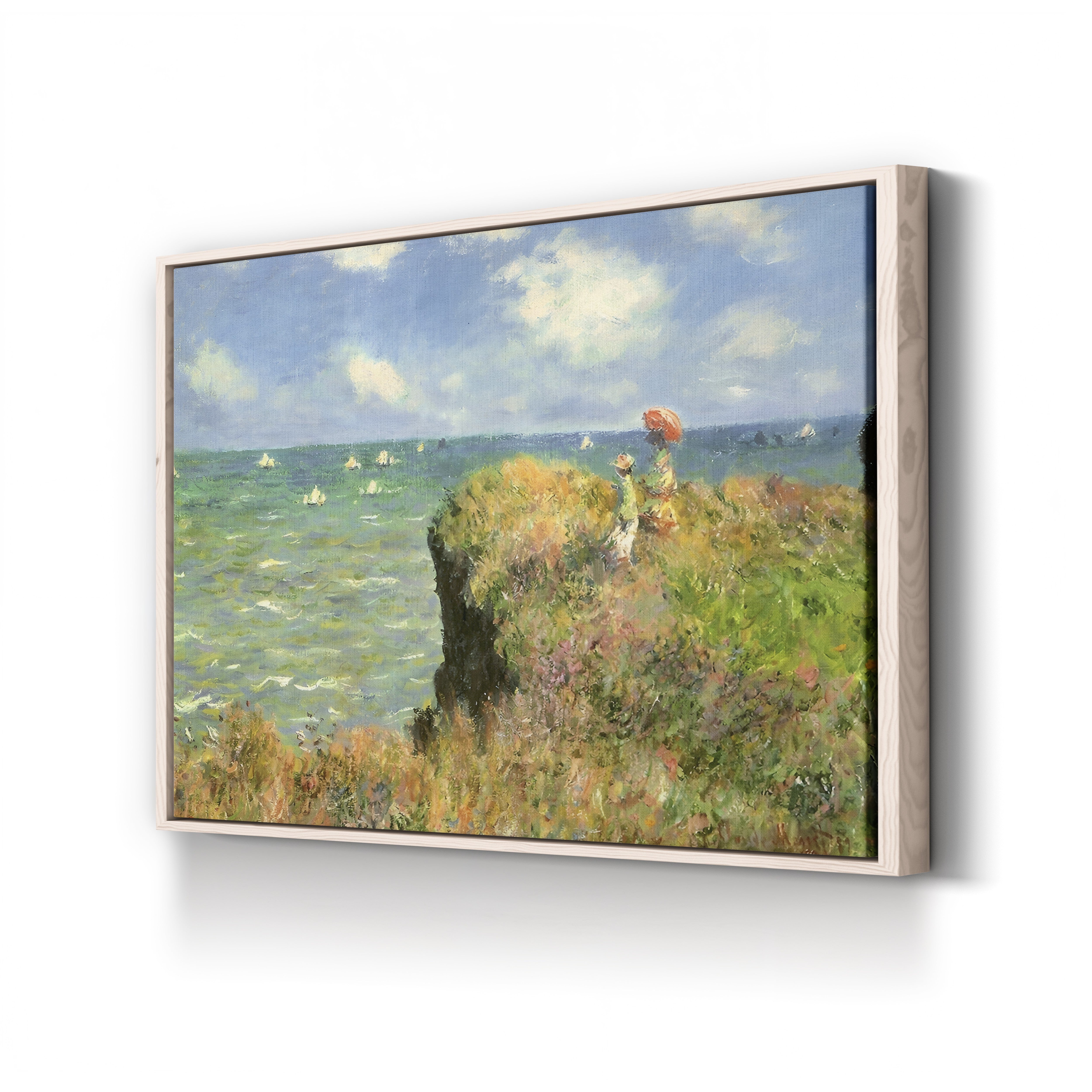 Cliff Walk at Pourville – Claude Monet Wall Art | Iconic Impressionist Coastal Figures Canvas Print