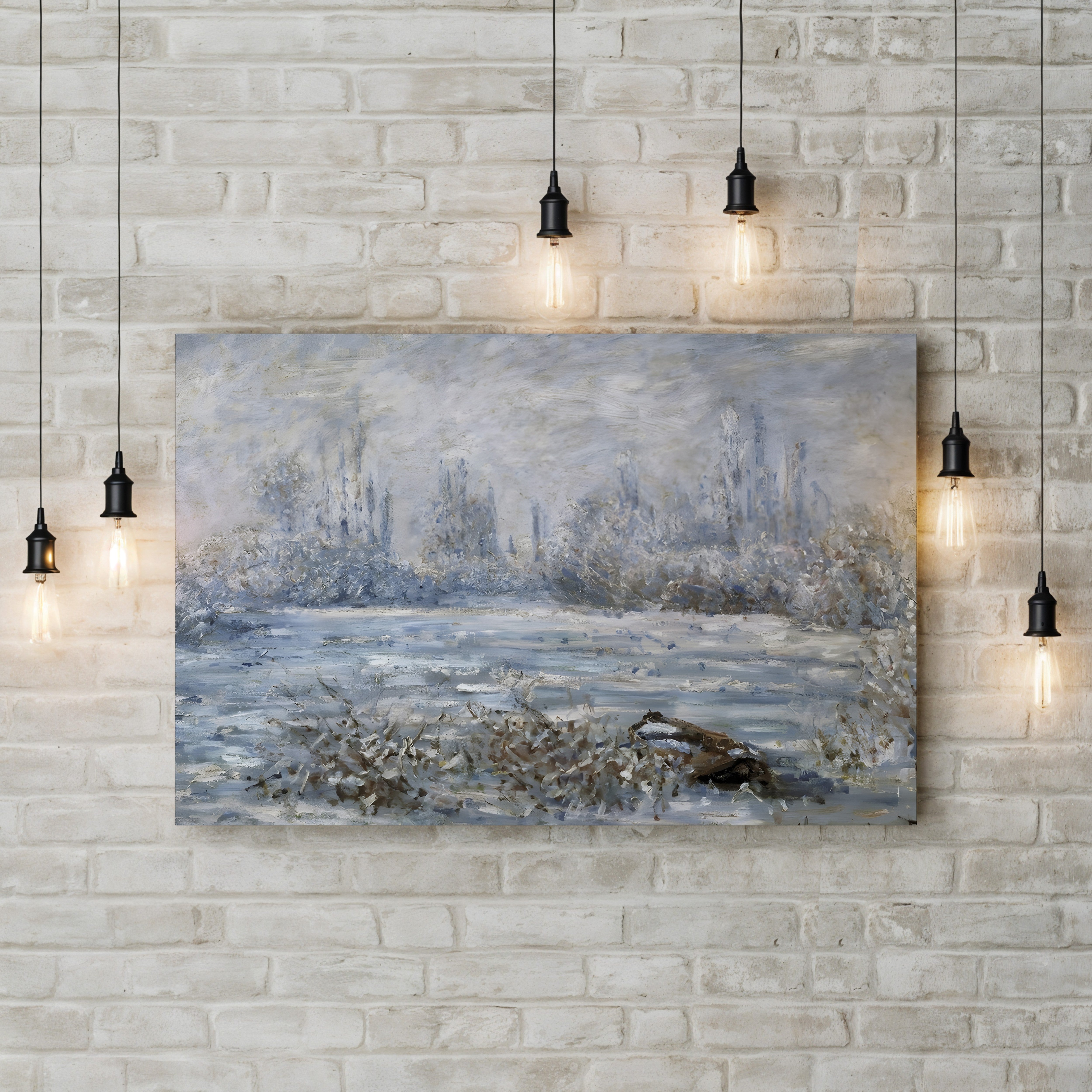 Frost near Vétheuil – Claude Monet Wall Art | Impressionist Winter Landscape Canvas Print