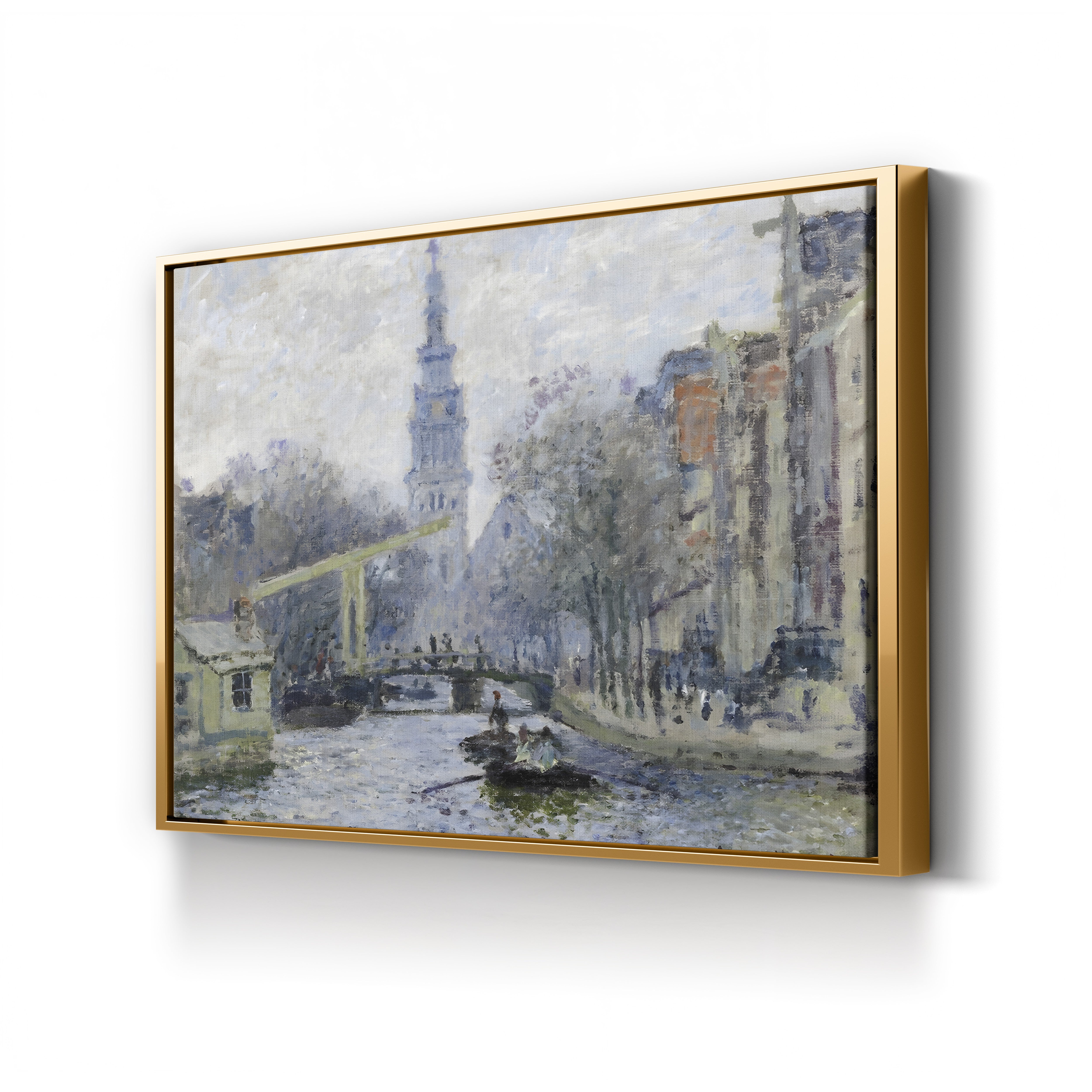Canal à Amsterdam, 1874 – Claude Monet Wall Art | Early Impressionist Dutch Canalside Canvas Print