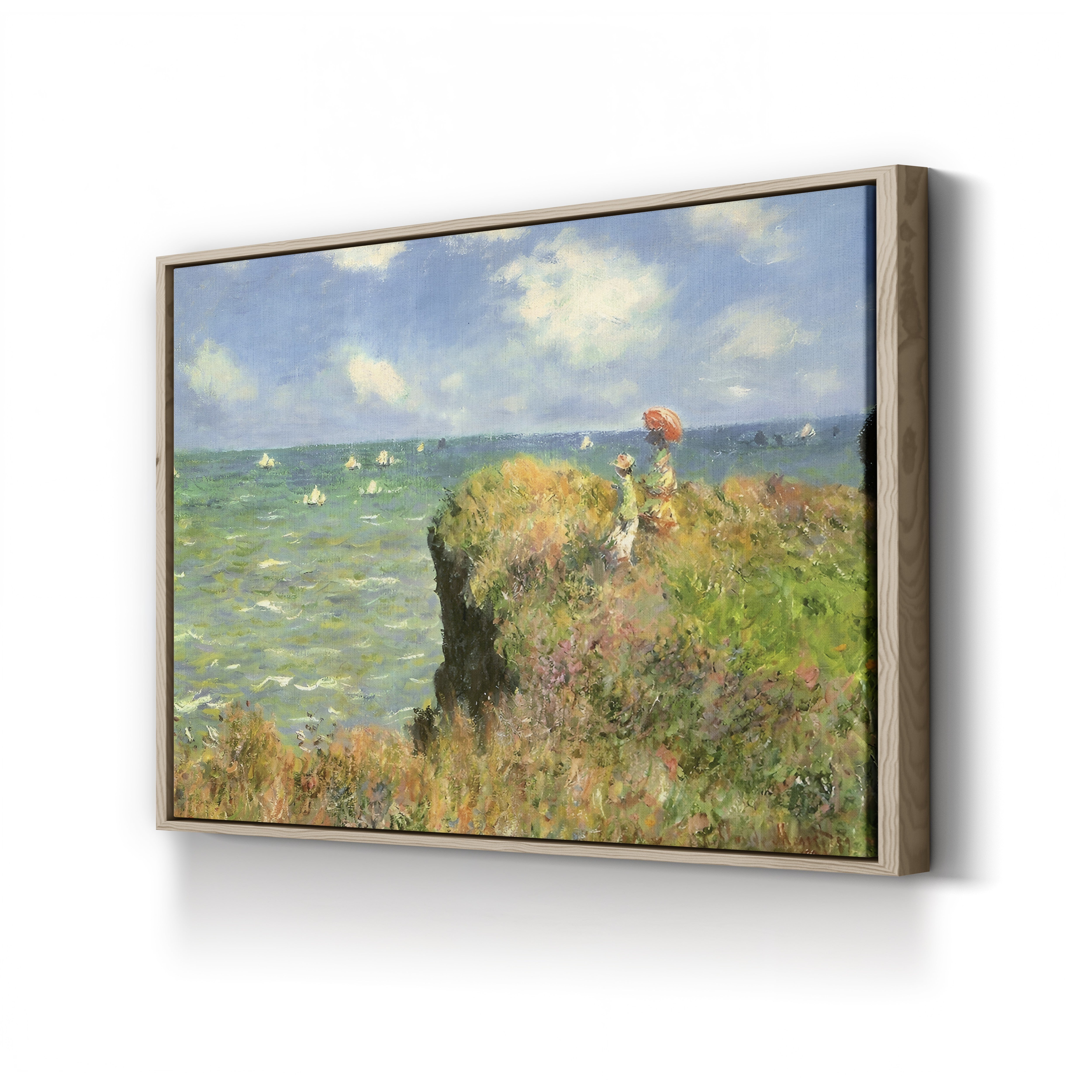 Cliff Walk at Pourville – Claude Monet Wall Art | Iconic Impressionist Coastal Figures Canvas Print