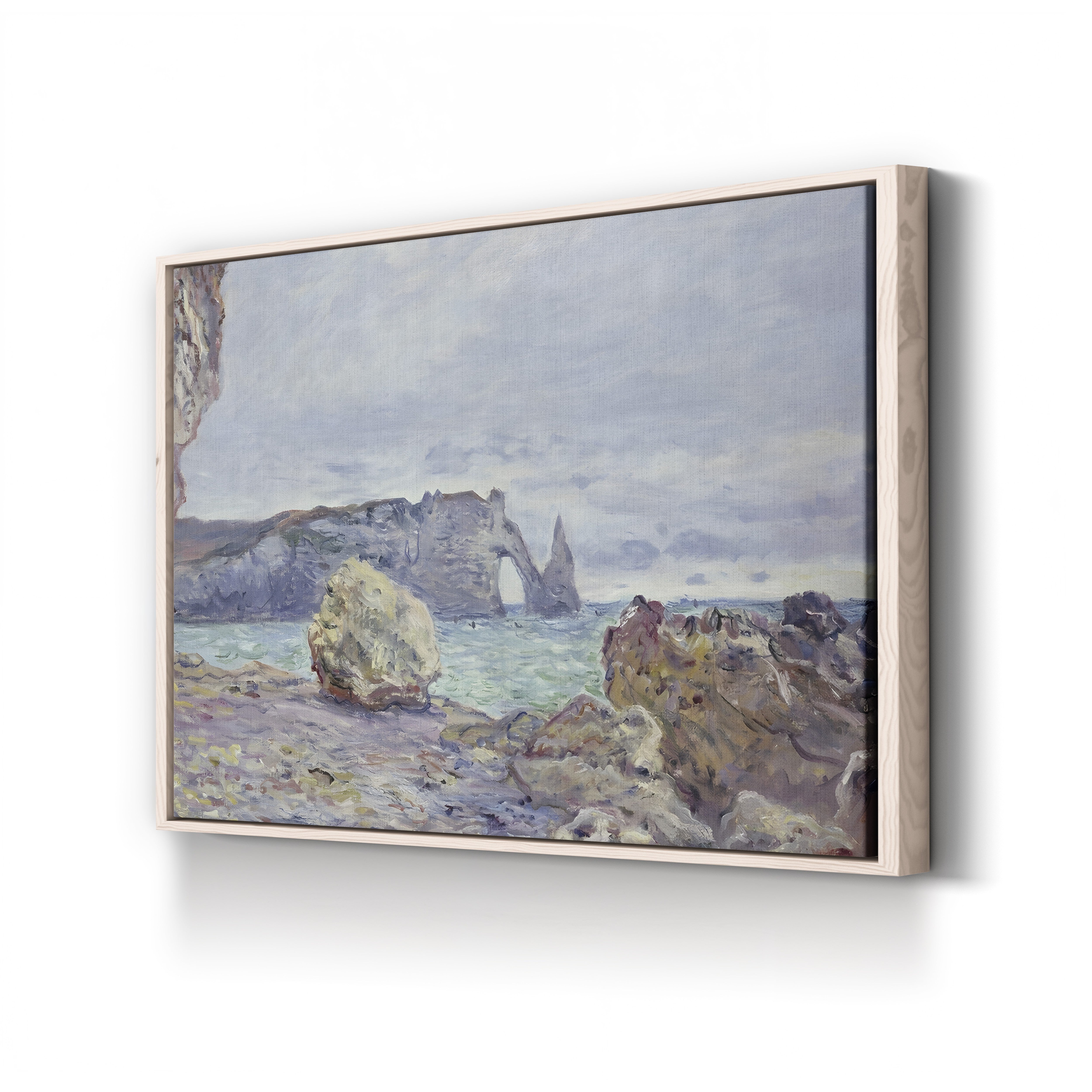 Étretat, the Beach and the Porte d'Aval, 1884 – Claude Monet Wall Art | Iconic Impressionist Normandy Cliff Canvas Print