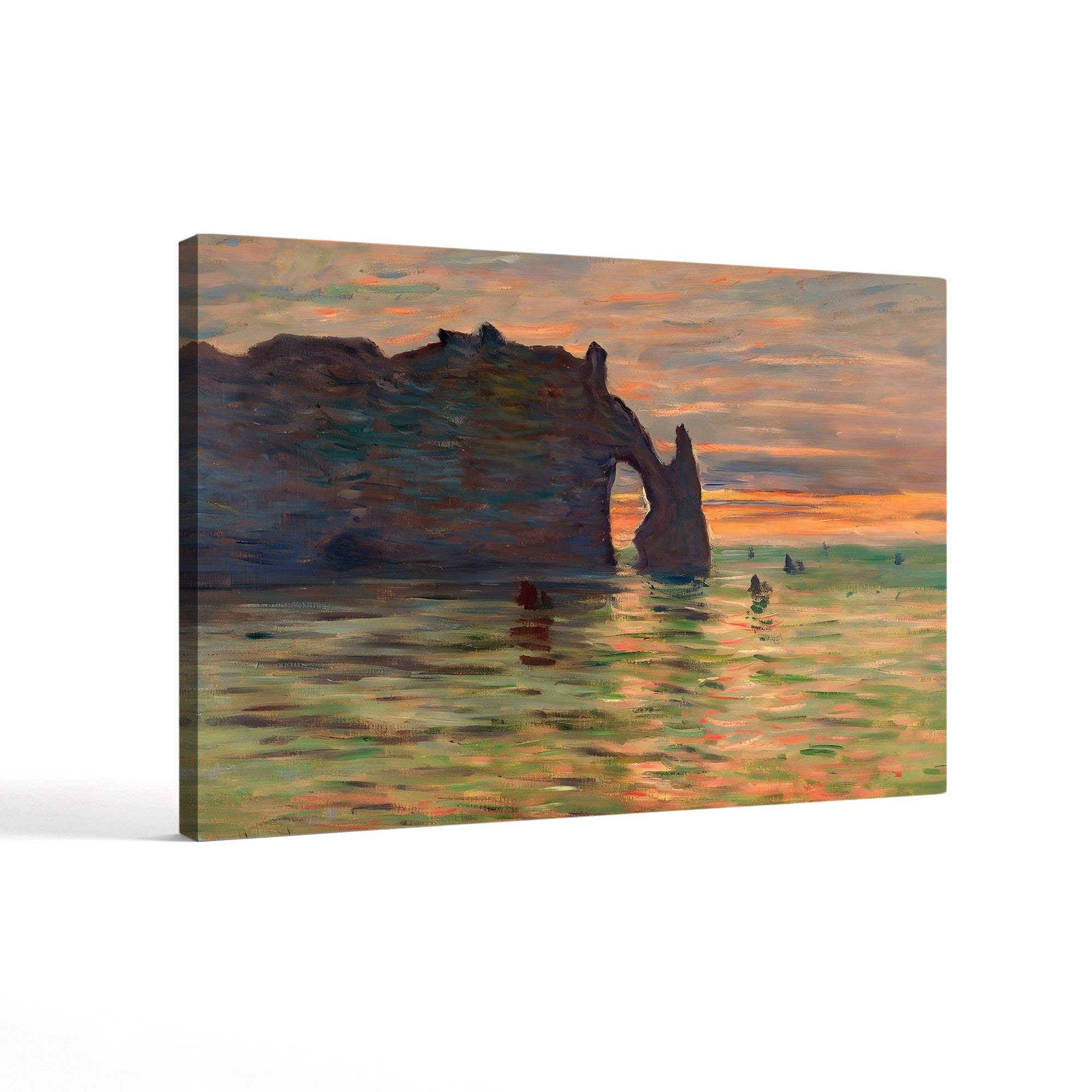 Coucher de Soleil à Étretat – Claude Monet Wall Art | Impressionist Normandy Sunset Canvas Print