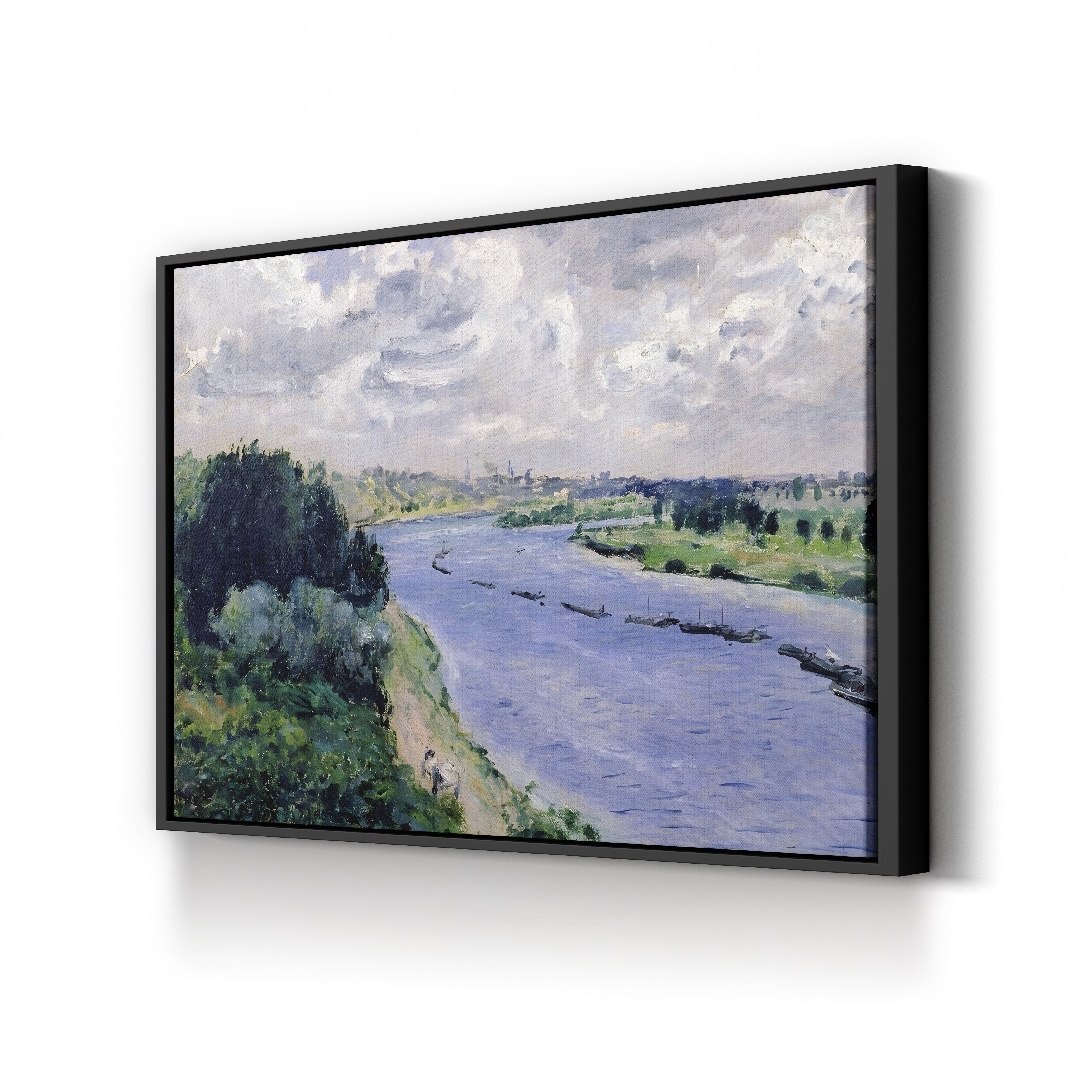 Barges on the Seine, c. 1869 – Pierre-Auguste Renoir Wall Art | Impressionist River Canvas Print