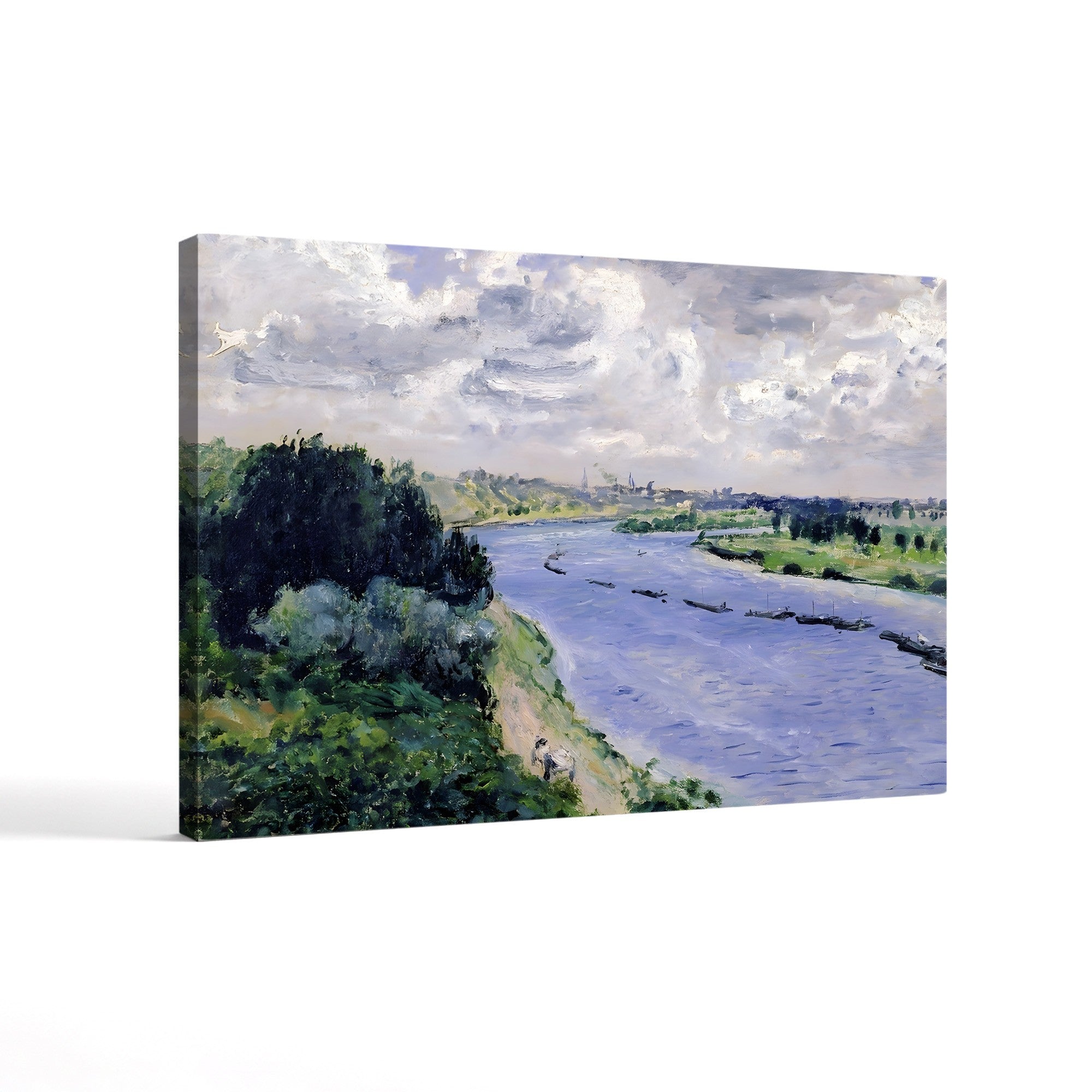 Barges on the Seine, c. 1869 – Pierre-Auguste Renoir Wall Art | Impressionist River Canvas Print