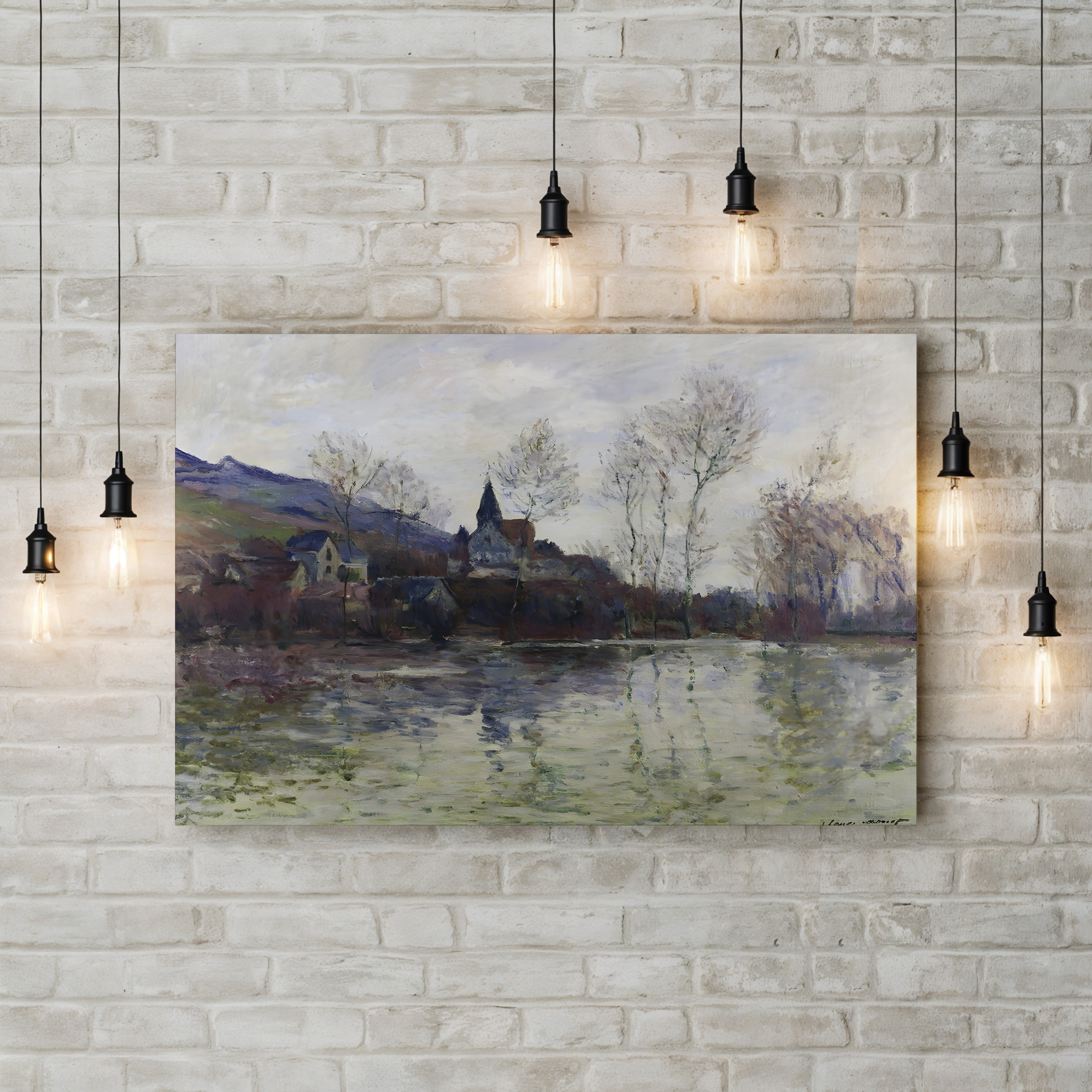Floods at Giverny, 1886 – Claude Monet Wall Art | Impressionist River Landscape Canvas Print