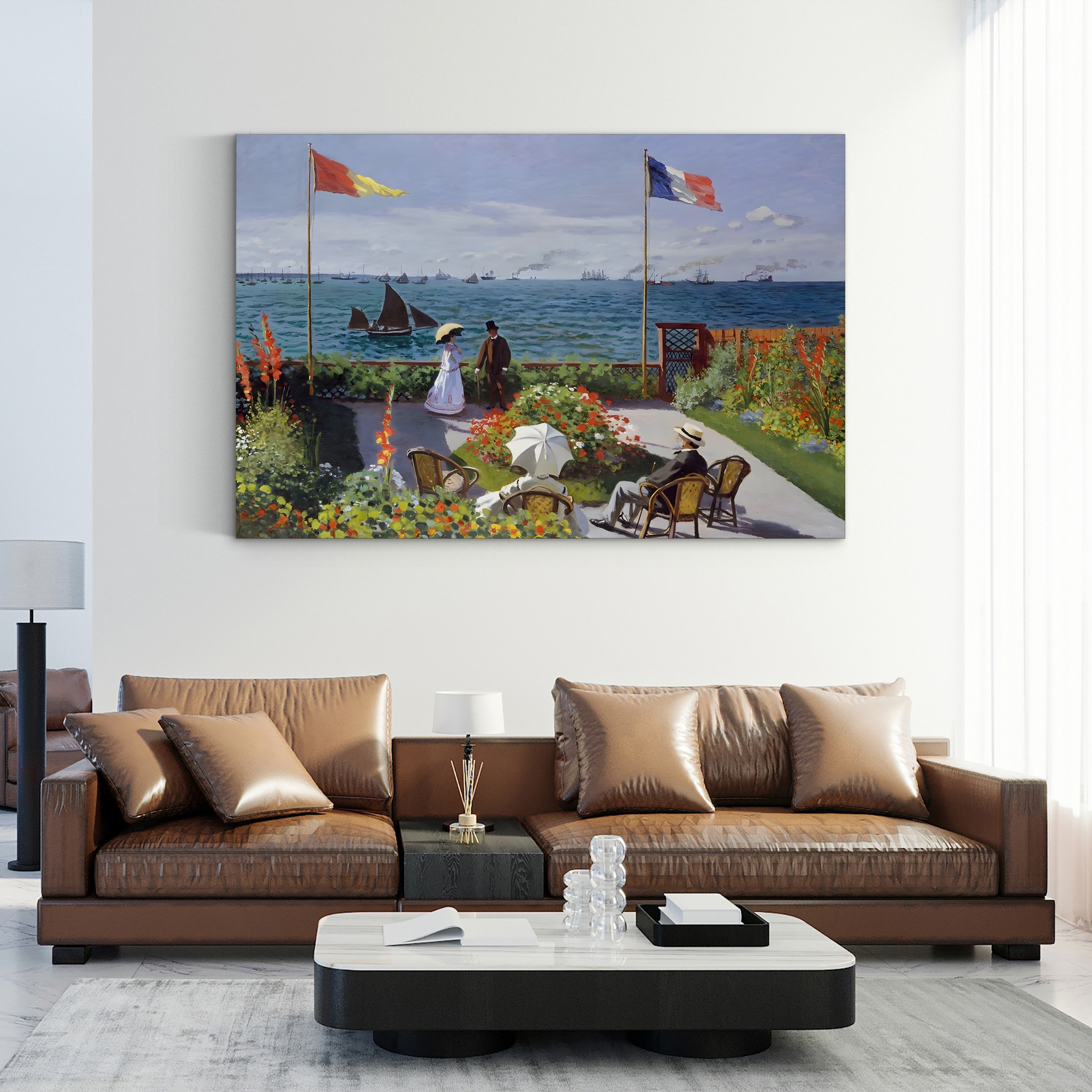 Garden at Sainte-Adresse – Claude Monet Wall Art | Impressionist Coastal Garden Canvas Print