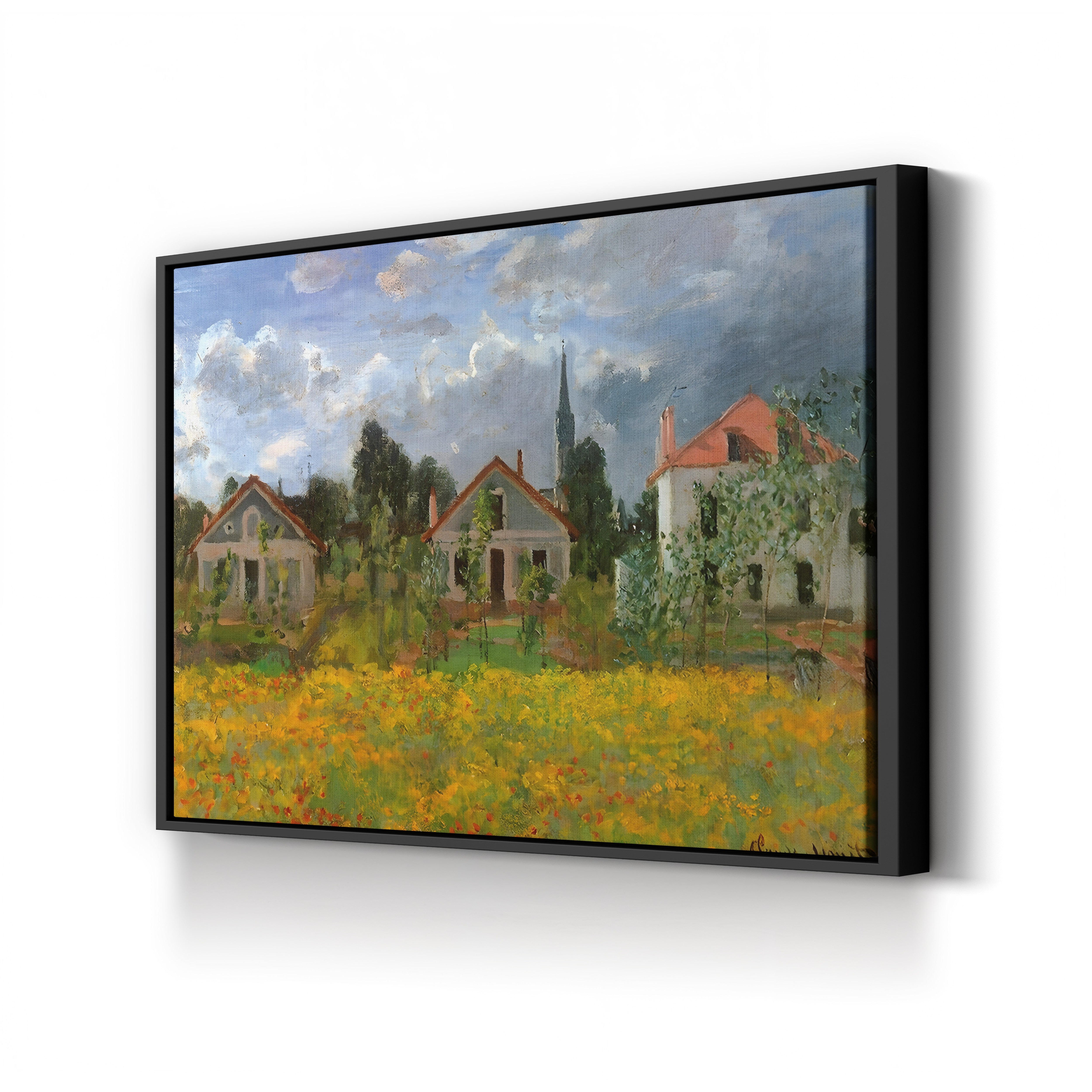 Houses in the Countryside – Claude Monet Wall Art | Impressionist Rural Landscape Canvas Print