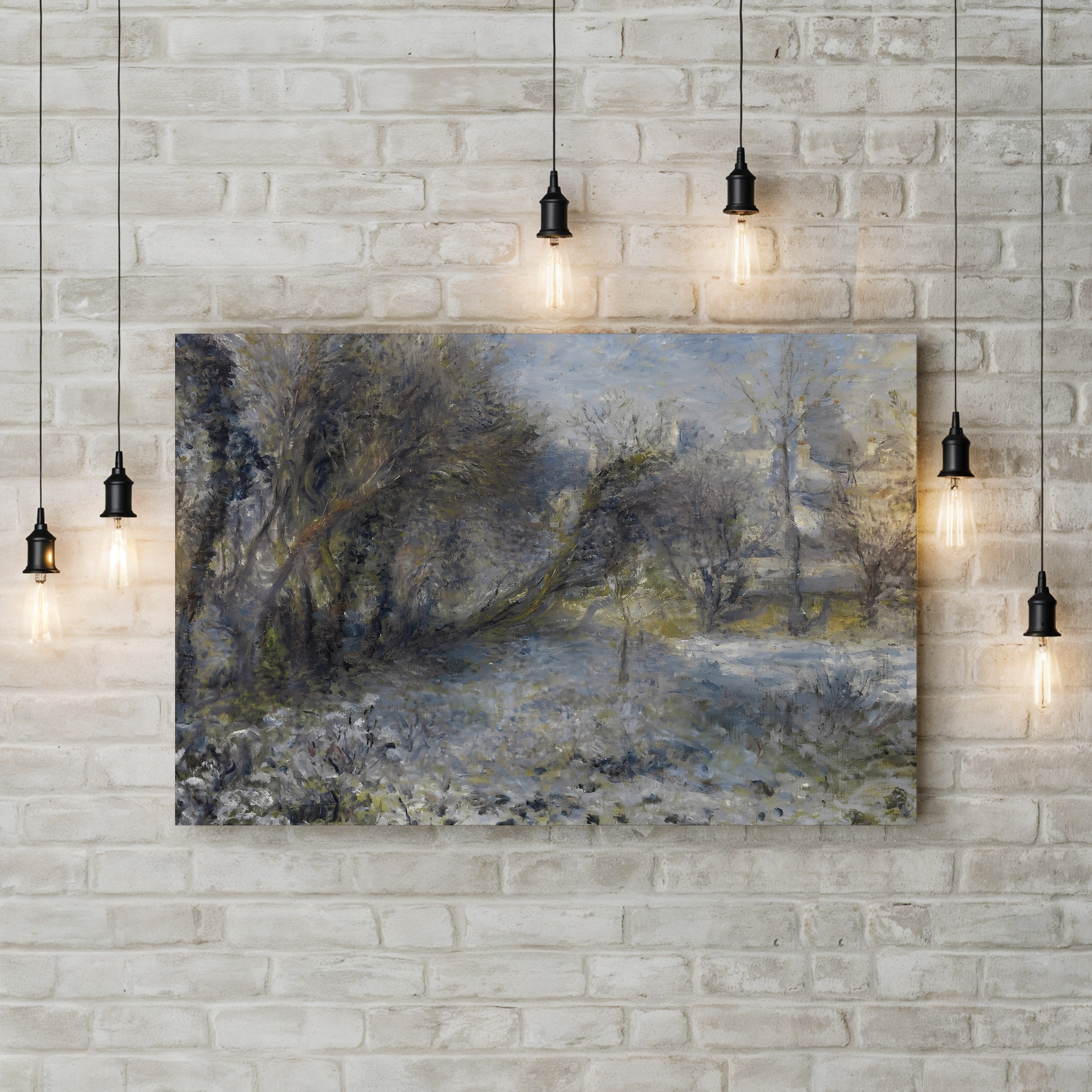 Snow-Covered Landscape, c.1870 – Renoir Wall Art | Impressionist Winter Canvas
