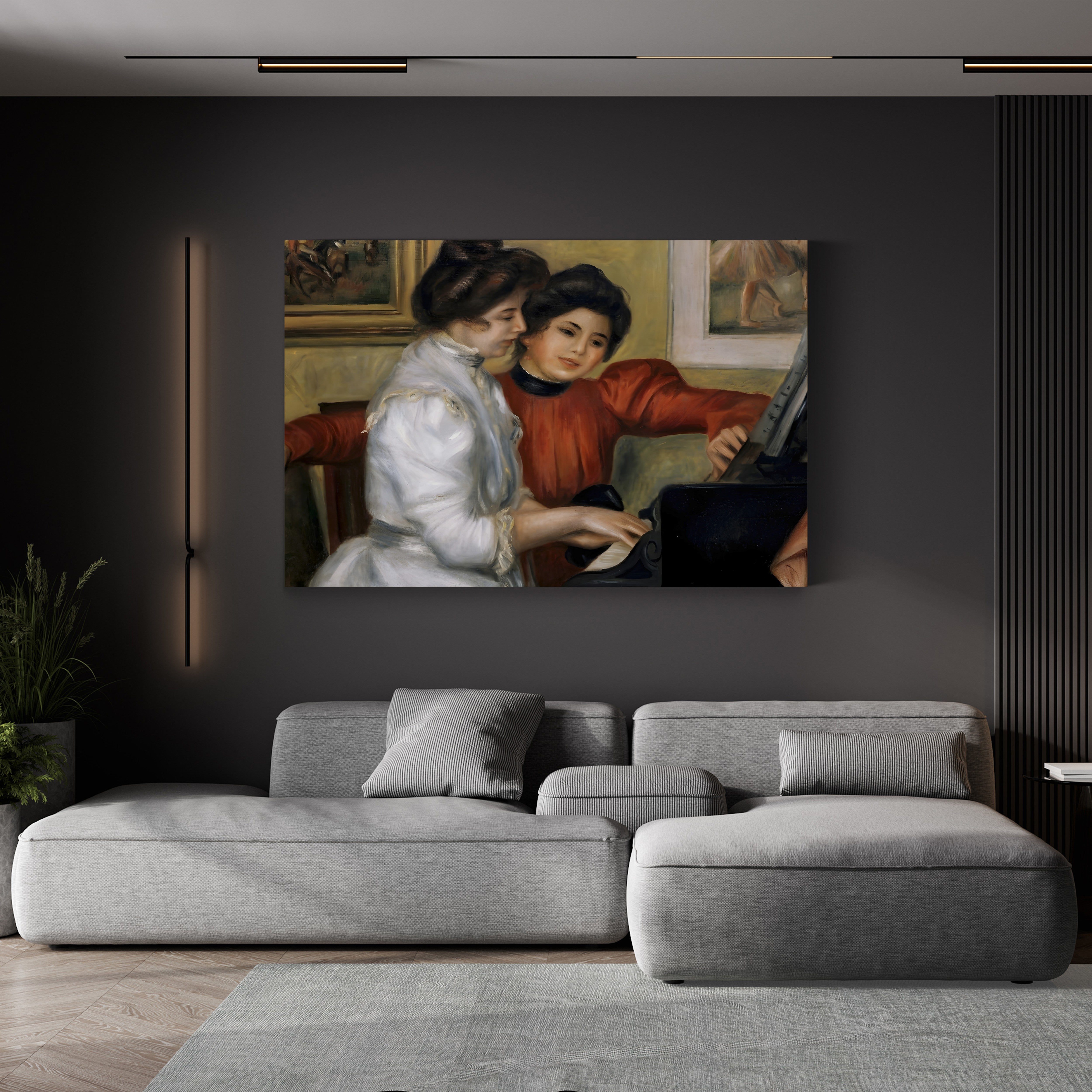 Yvonne and Christine Lerolle at the Piano, c.1897 – Pierre-Auguste Renoir Wall Art | Impressionist Interior Canvas Print
