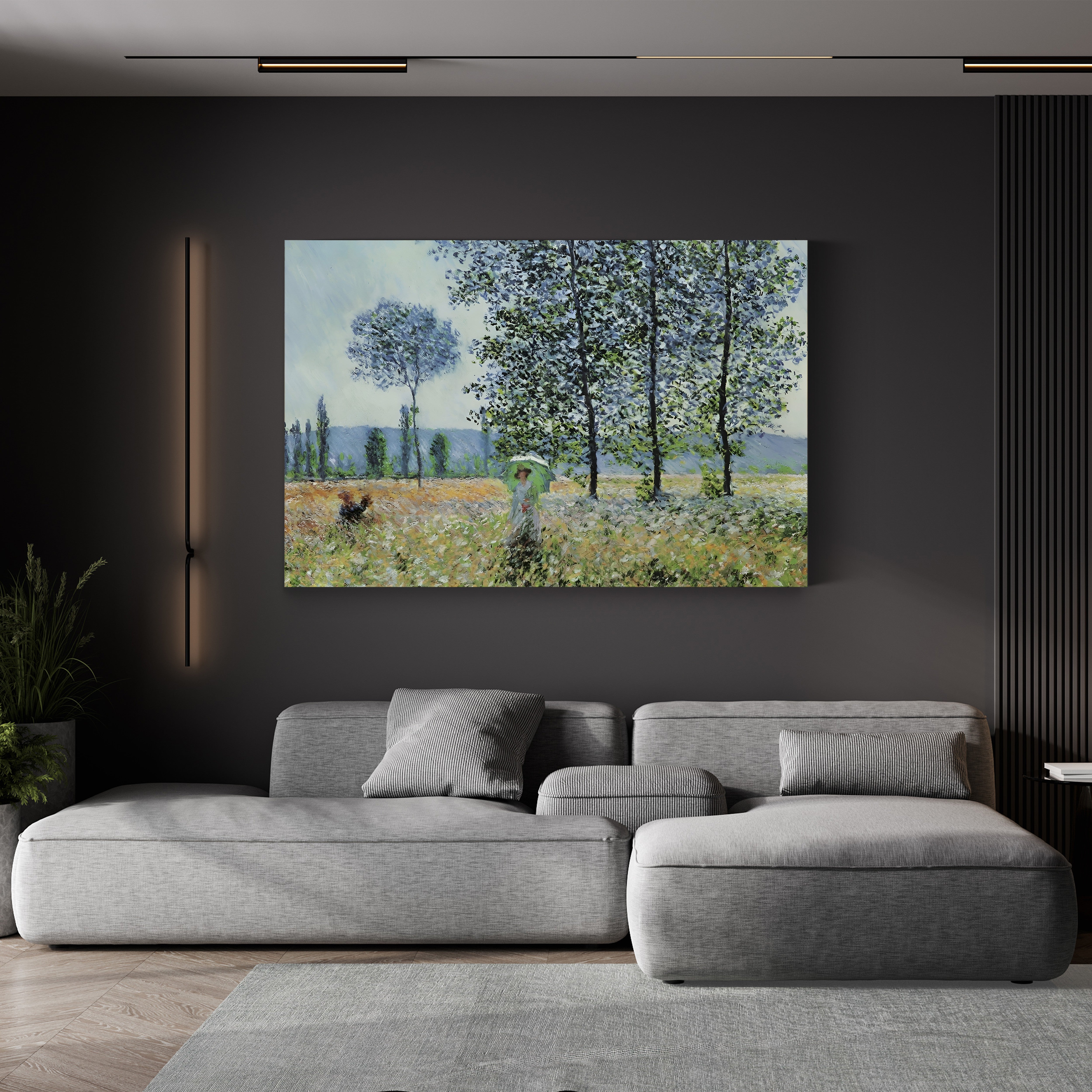 Felder im Frühling (Fields in Spring) – Claude Monet Wall Art | Impressionist Spring Landscape Canvas Print