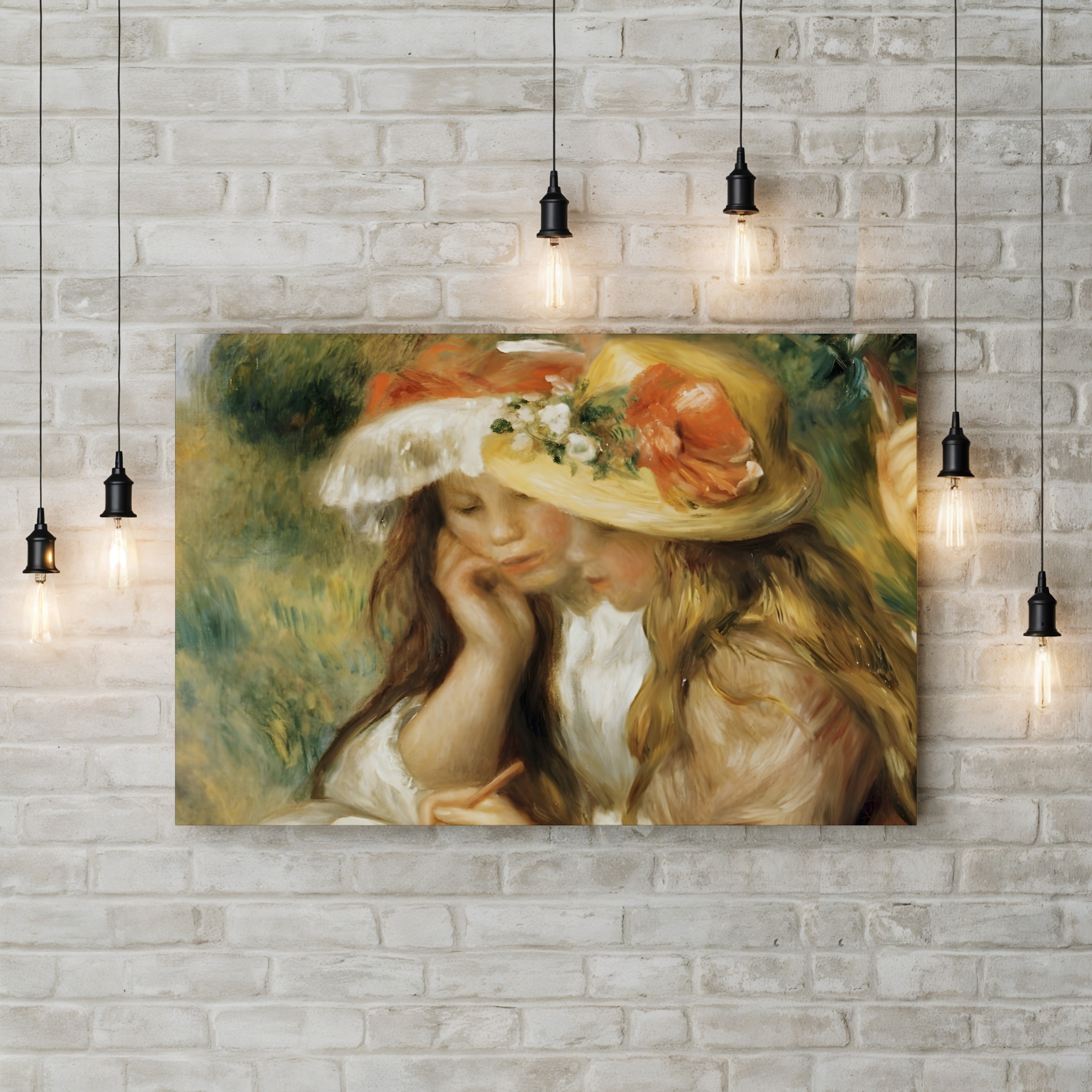 Two Girls Drawing – Pierre-Auguste Renoir Wall Art | Impressionist Figural Canvas Print