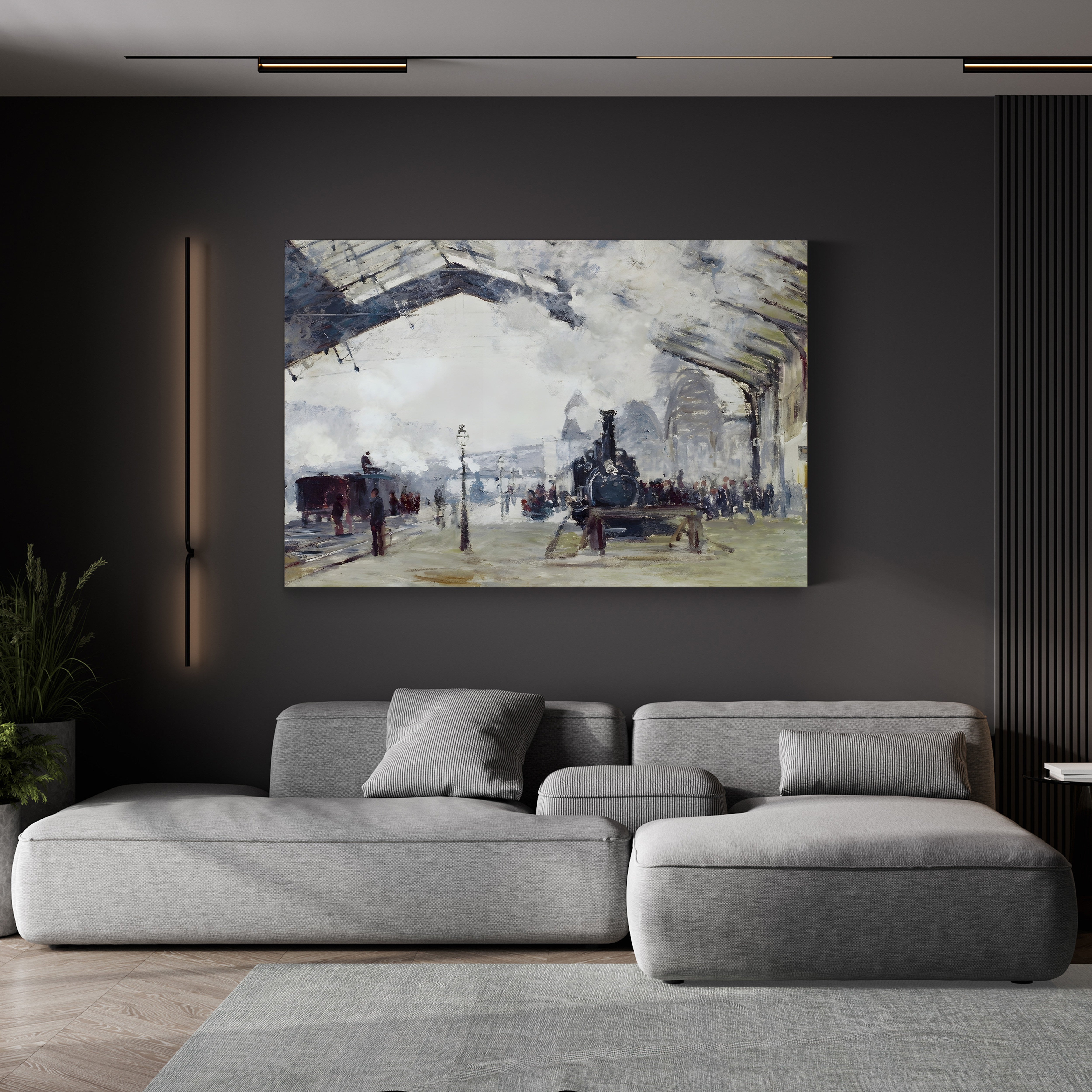 Gare de Saint-Lazare, The Train from Normandy – Claude Monet Wall Art | Impressionist Railway Canvas Print