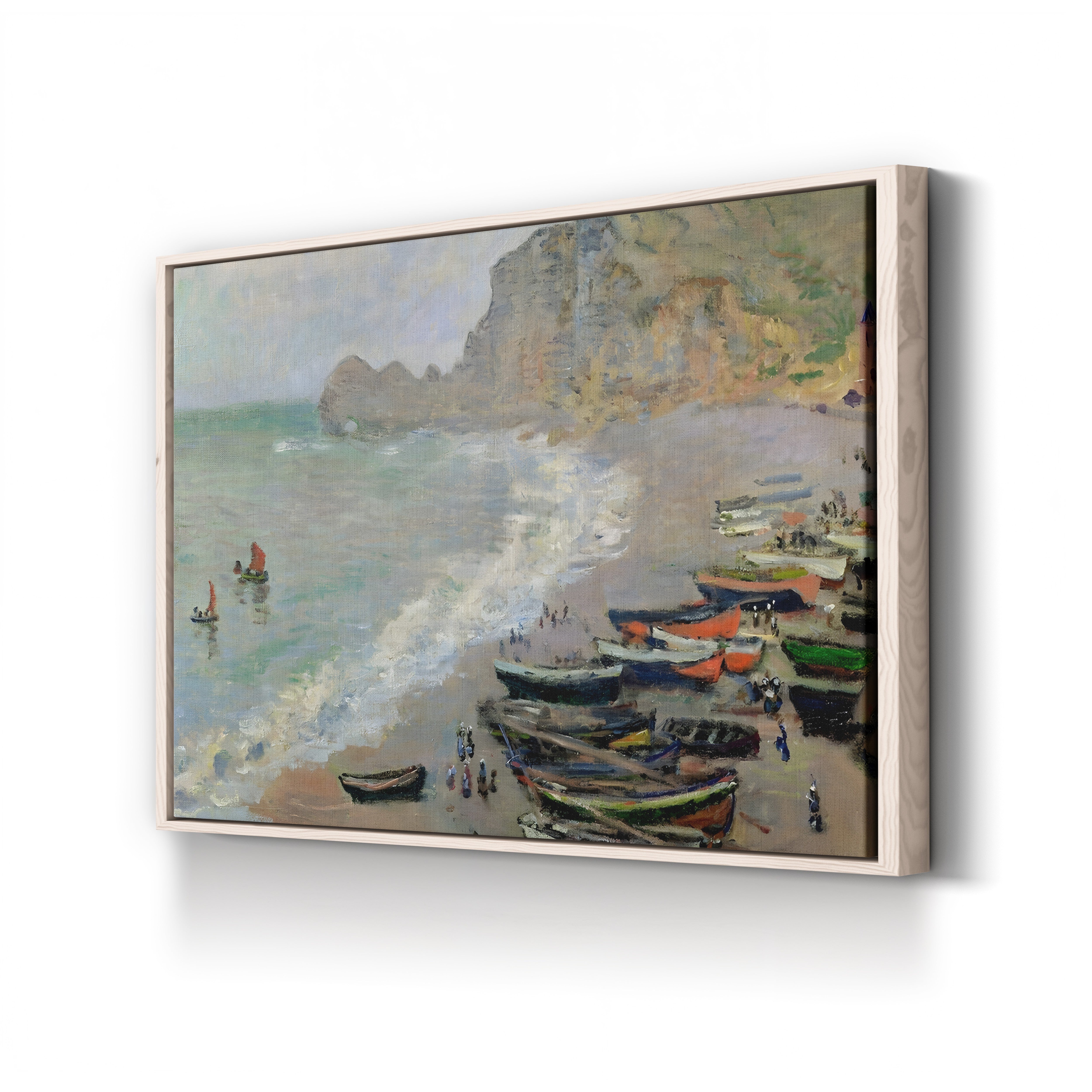 Étretat Beach and the Porte d'Amont, 1883 – Claude Monet Wall Art | Impressionist Normandy Cliff Print