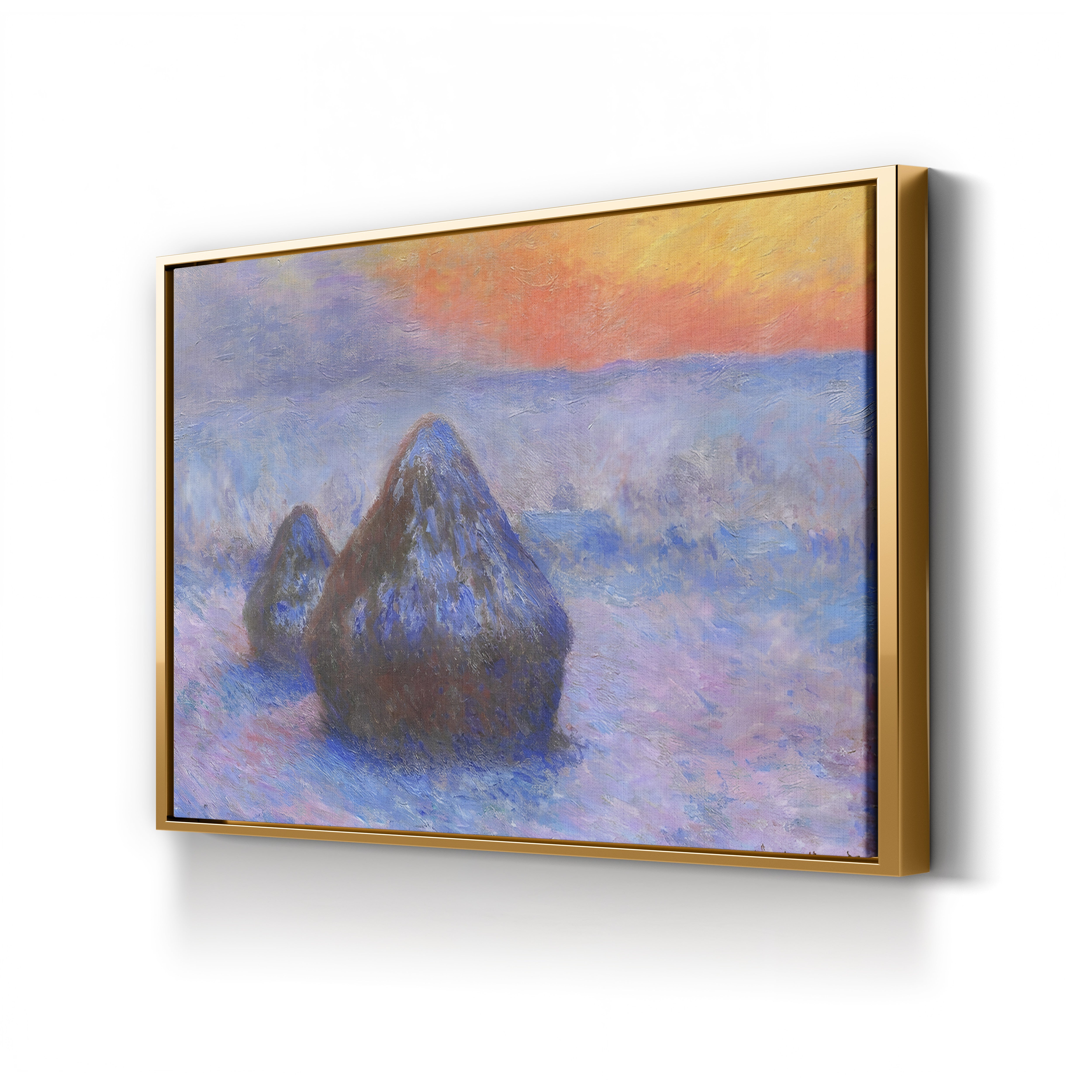 Stacks of Wheat, Sunset, Snow Effect (Meules, Effet de Neige, Soleil Couchant), 1890-91 by Claude Monet