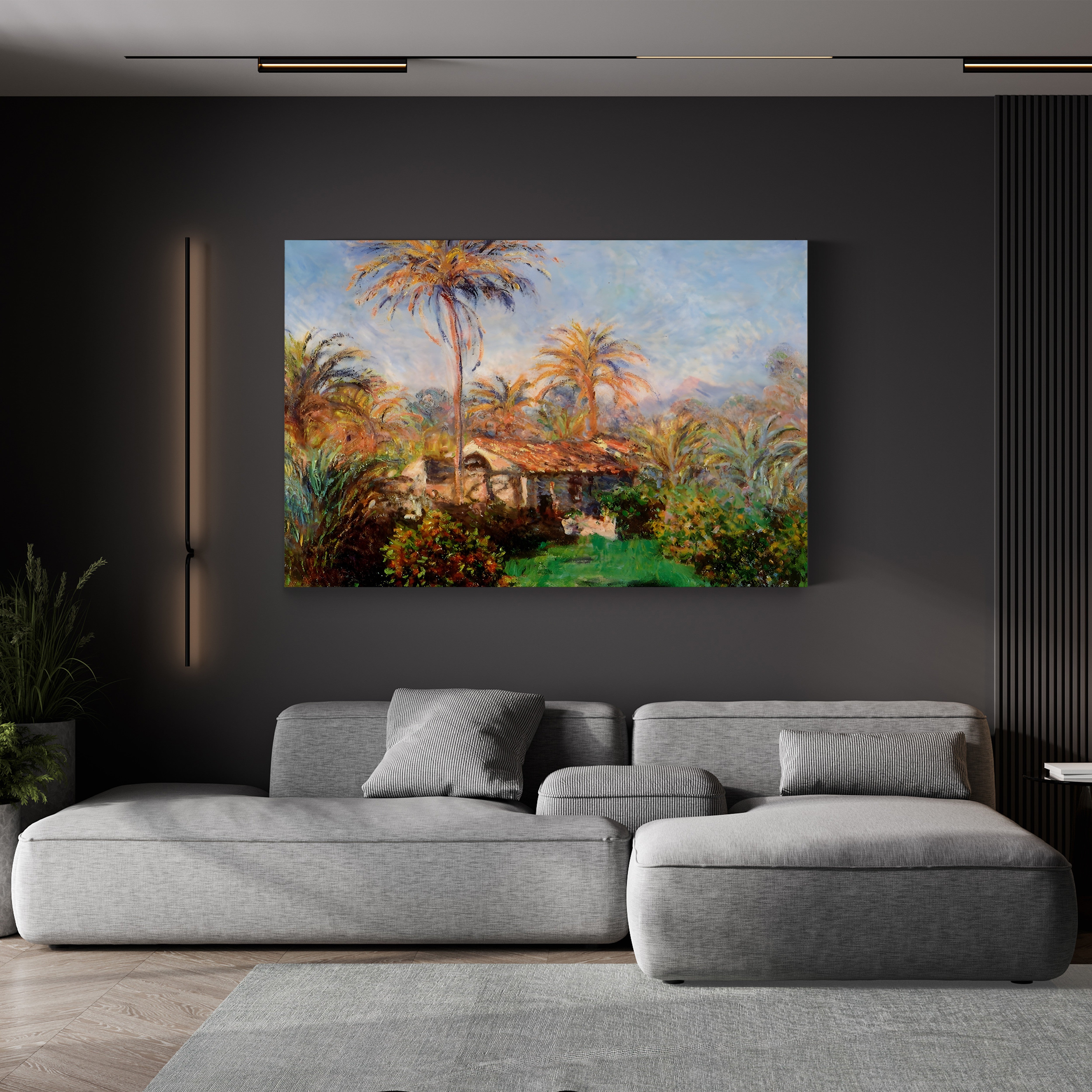 House Among the Palms – Claude Monet Wall Art | Impressionist Exotic Landscape Canvas Print