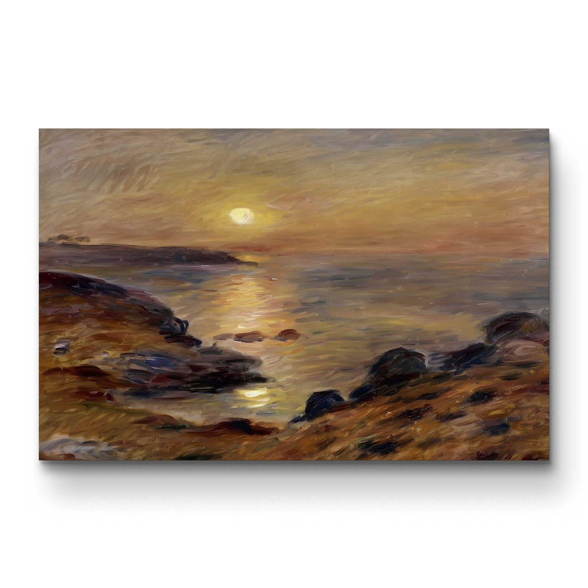 Setting Sun at Douarnenez, 1883 – Pierre-Auguste Renoir Wall Art | Impressionist Seascape Canvas Print