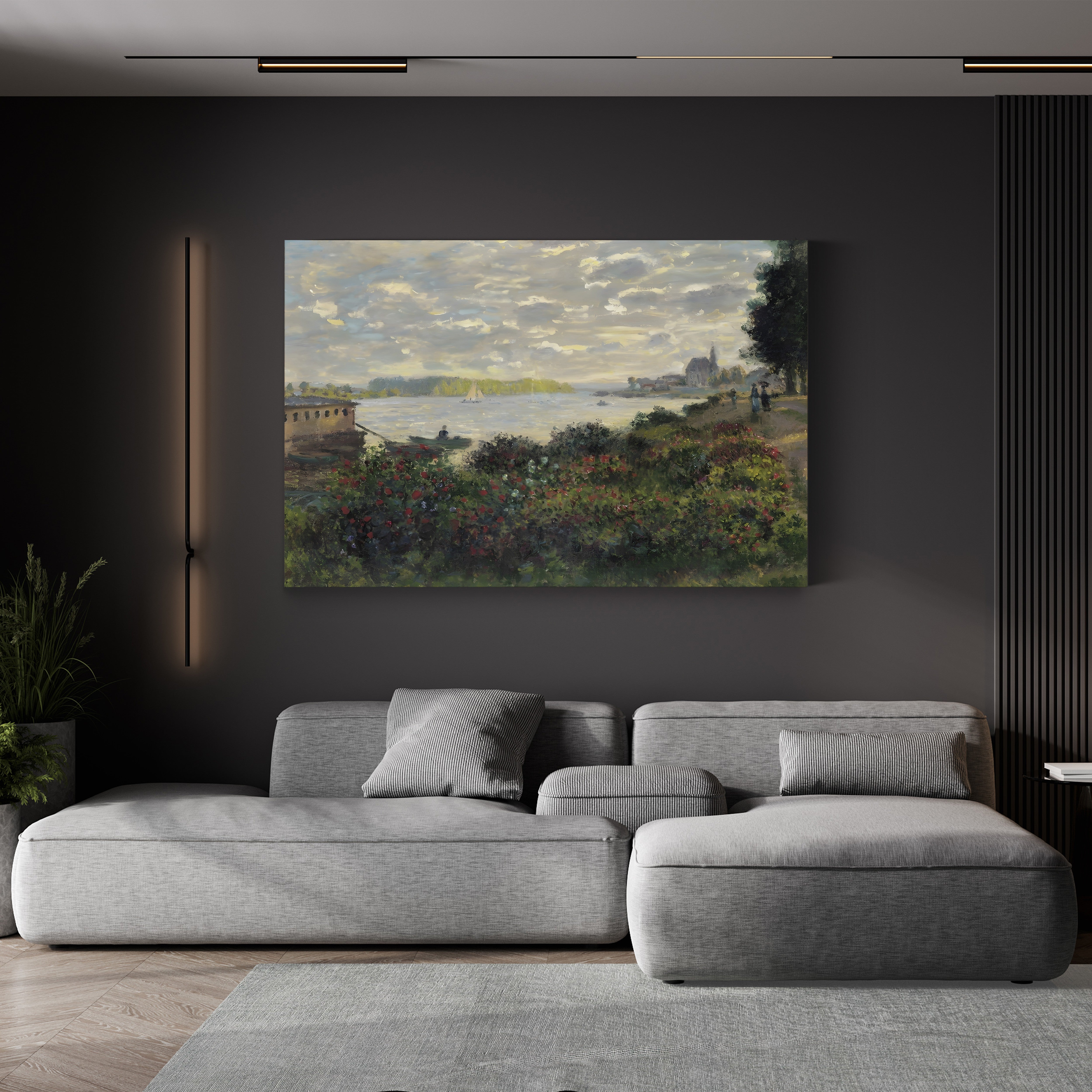 La Seine à Argenteuil, 1877 – Claude Monet Wall Art | Impressionist Seine River Canvas Print