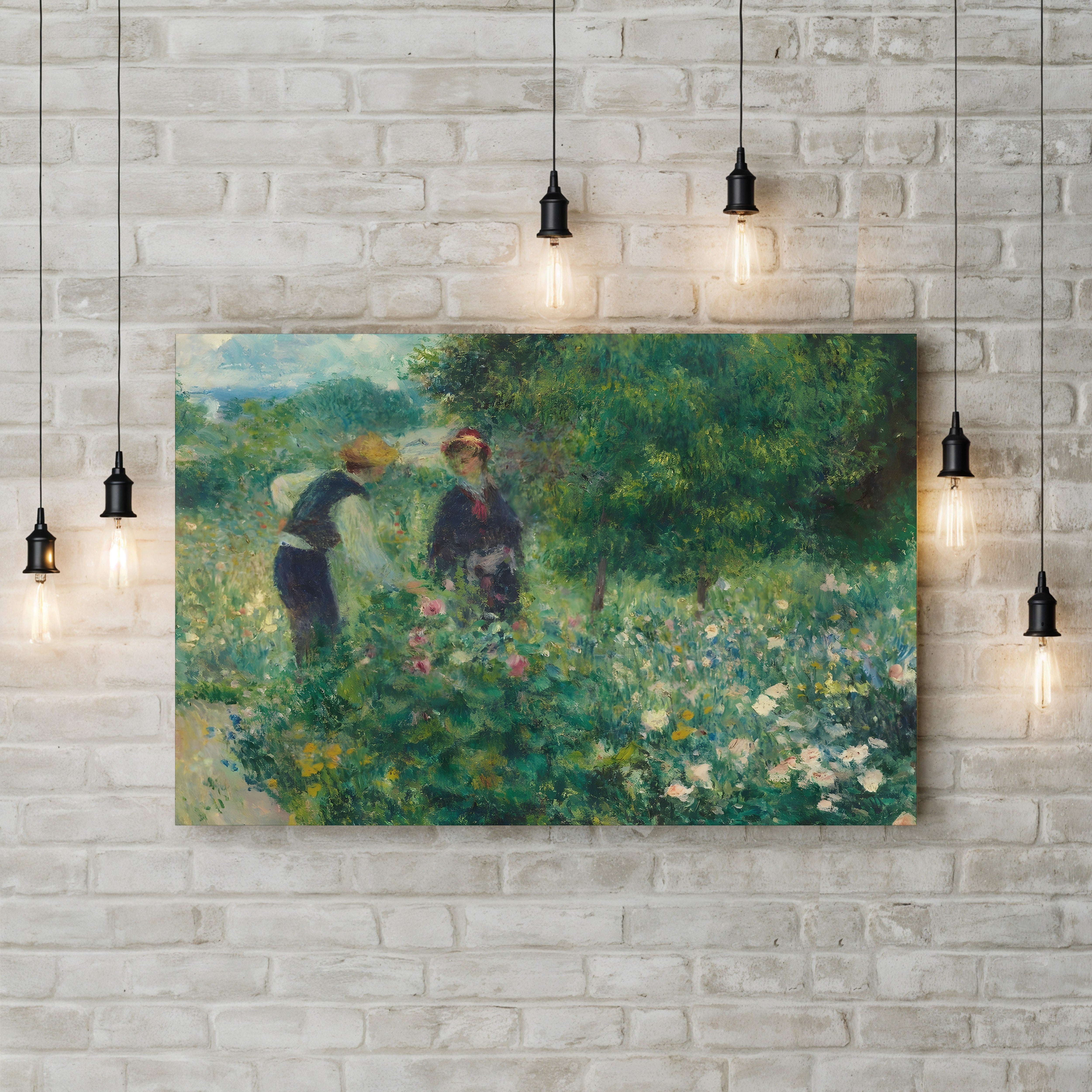 Picking Flowers, 1875 – Renoir Wall Art | Impressionist Pastoral Canvas