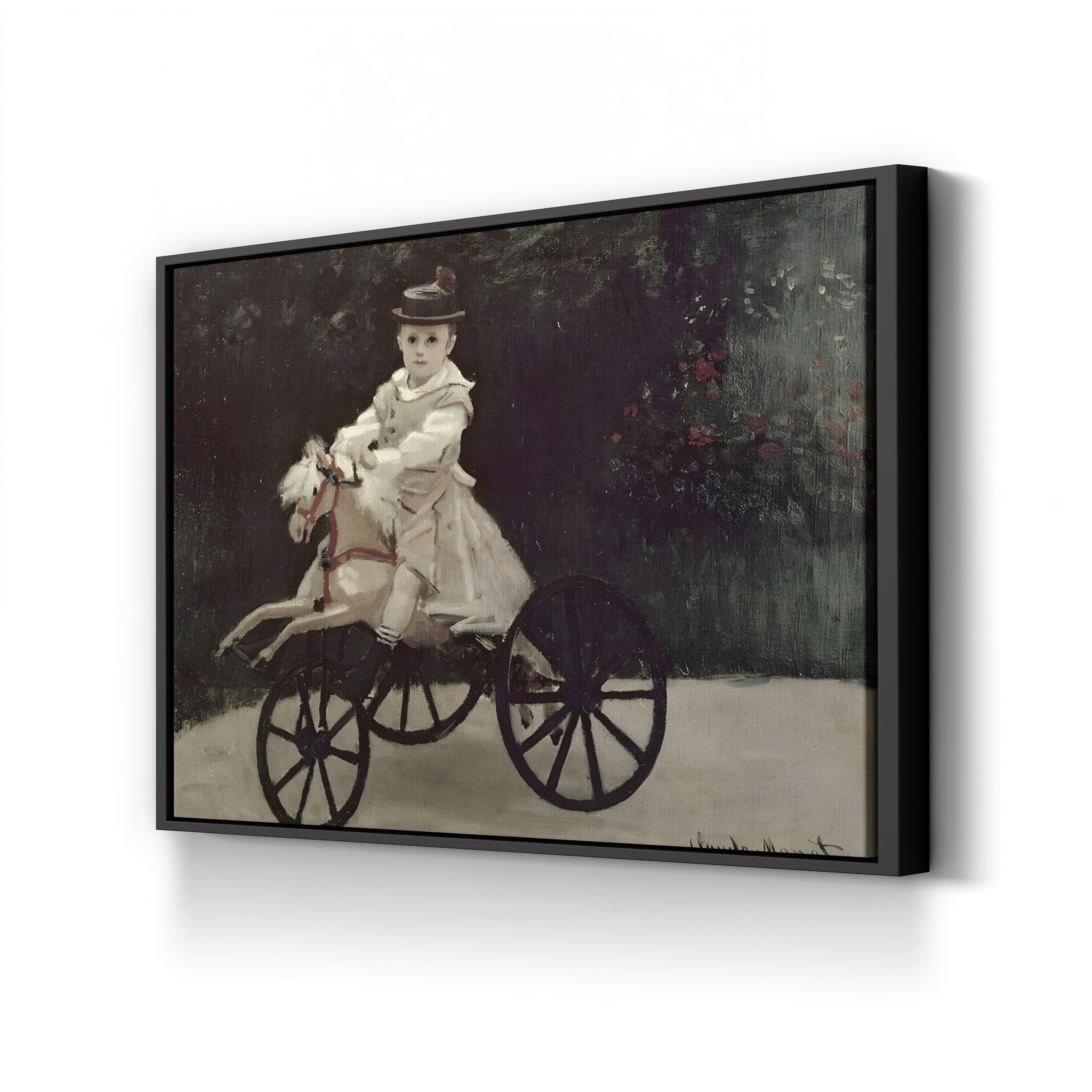 Jean Monet on His Hobby Horse, 1872 – Claude Monet Wall Art | Impressionist Childhood Scene Canvas Print