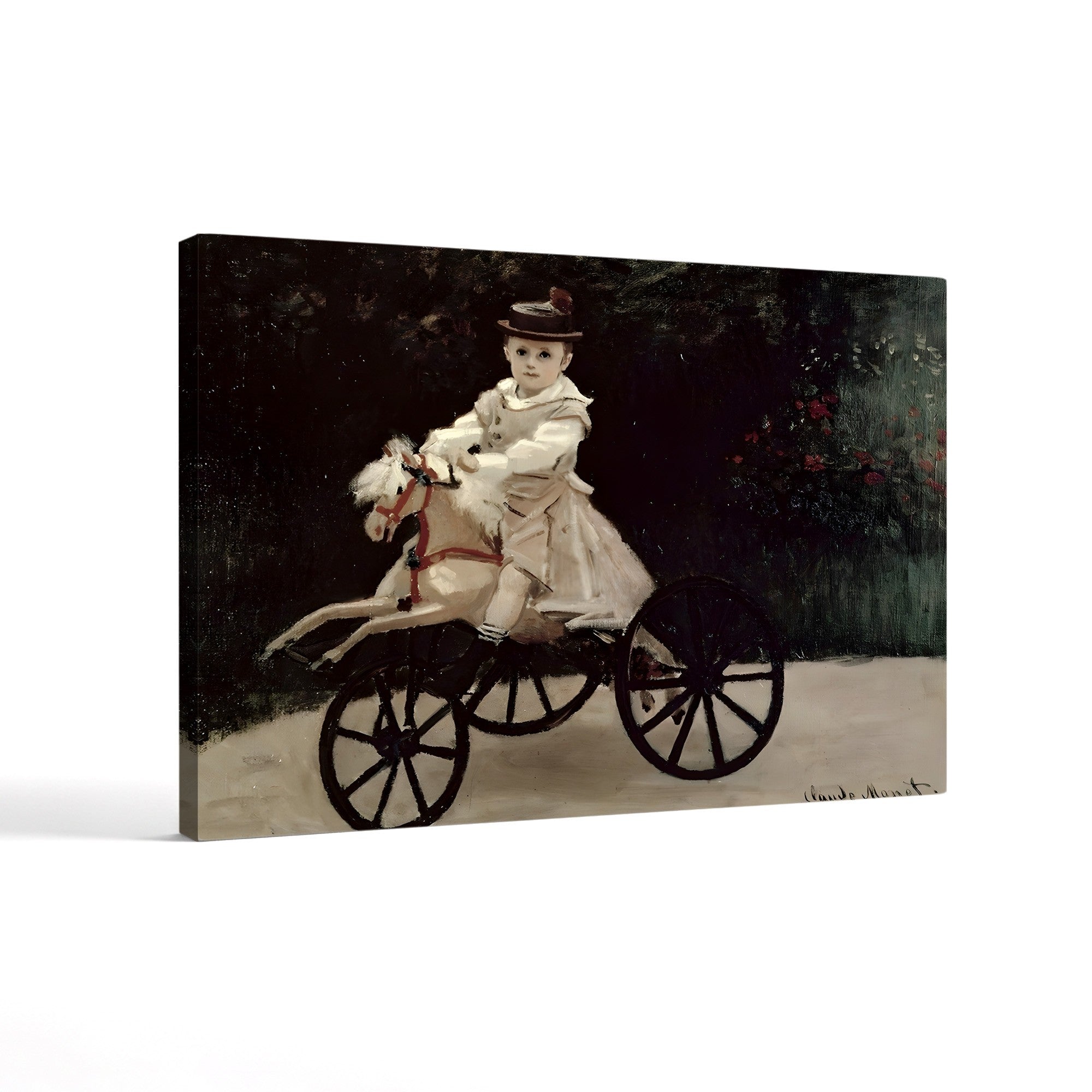 Jean Monet on His Hobby Horse, 1872 – Claude Monet Wall Art | Impressionist Childhood Scene Canvas Print