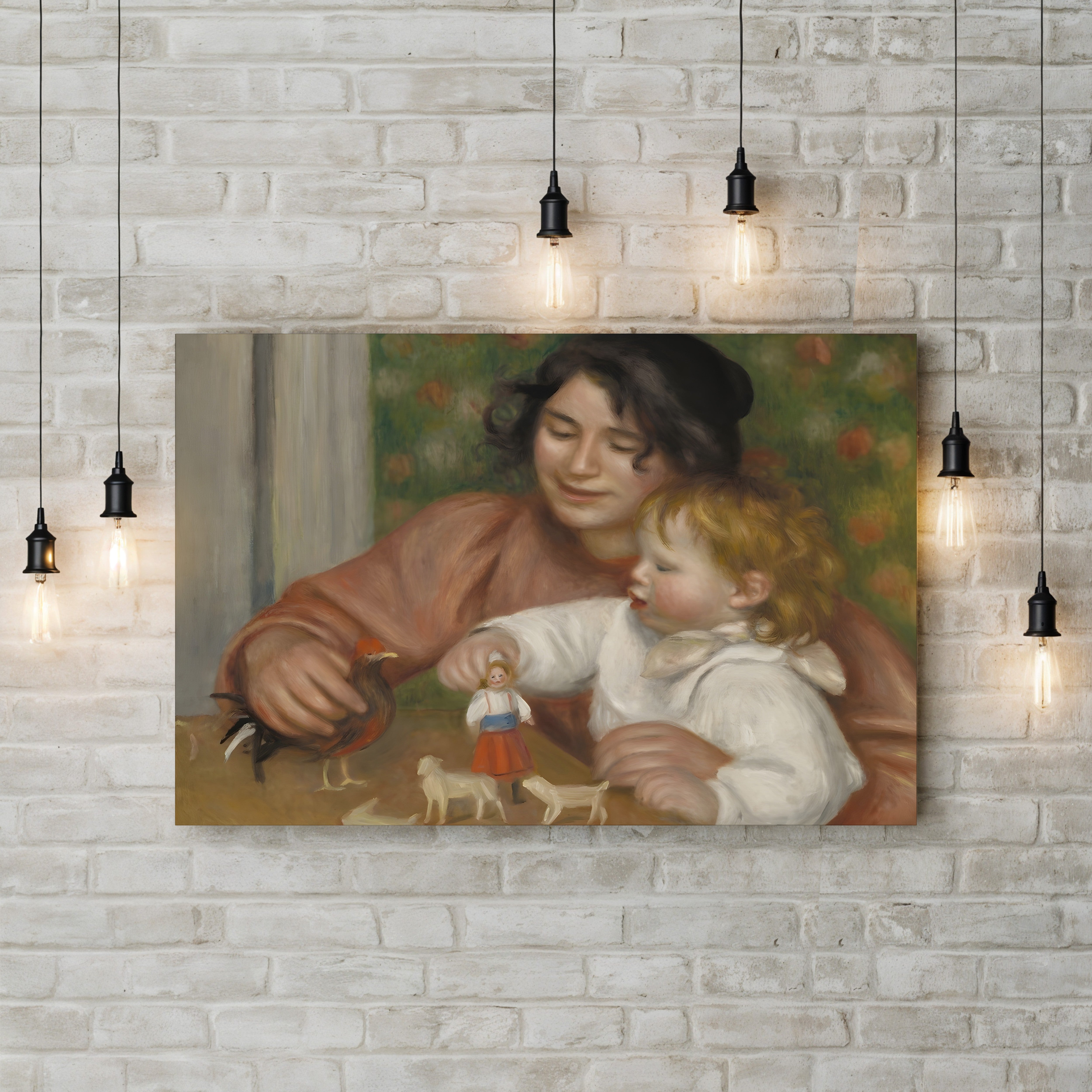 Child with Toys – Gabrielle and the Artist's Son Jean – Pierre-Auguste Renoir Wall Art | Impressionist Family Canvas Print