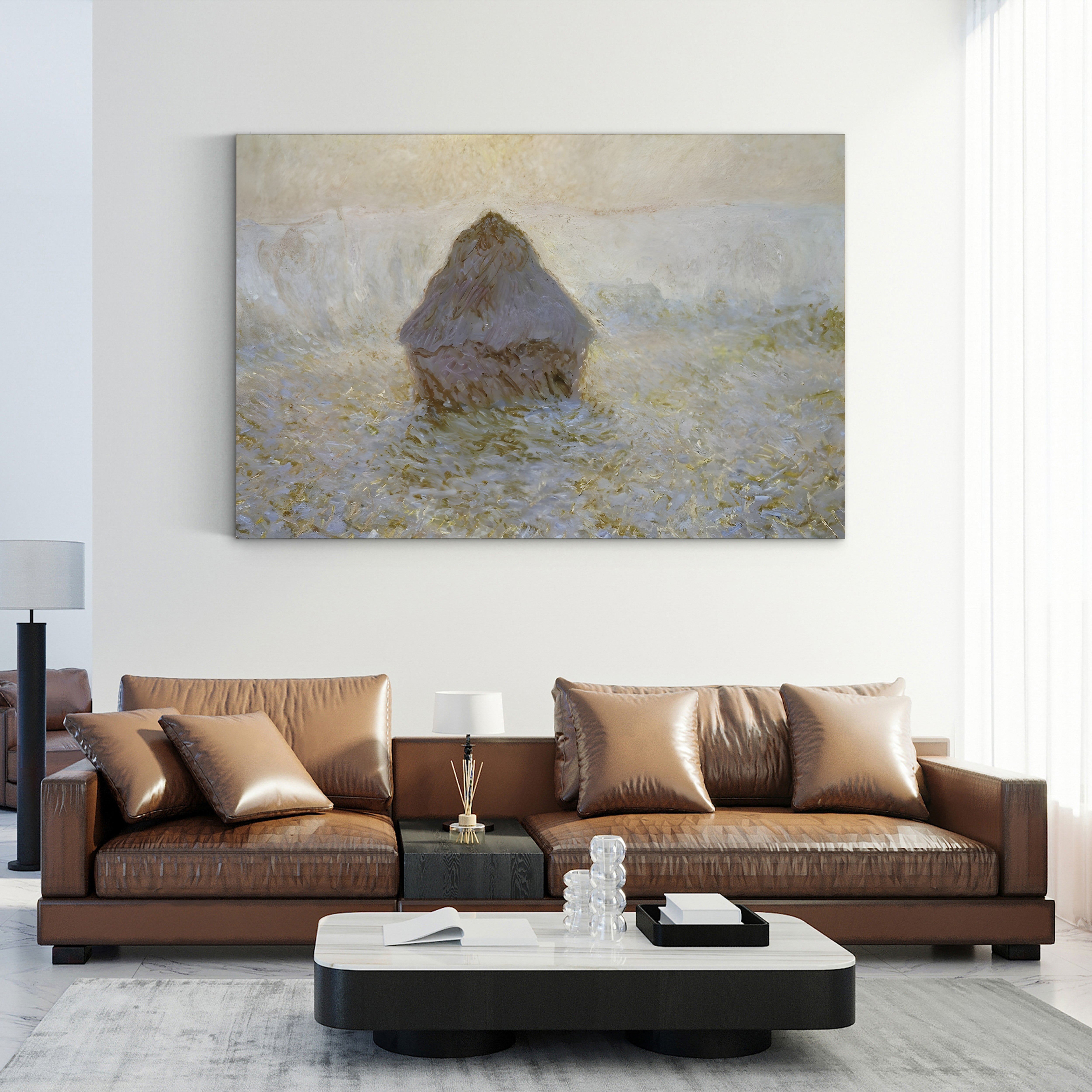 Haystacks, Sun in the Mist – Claude Monet Wall Art | Impressionist Series Canvas Print
