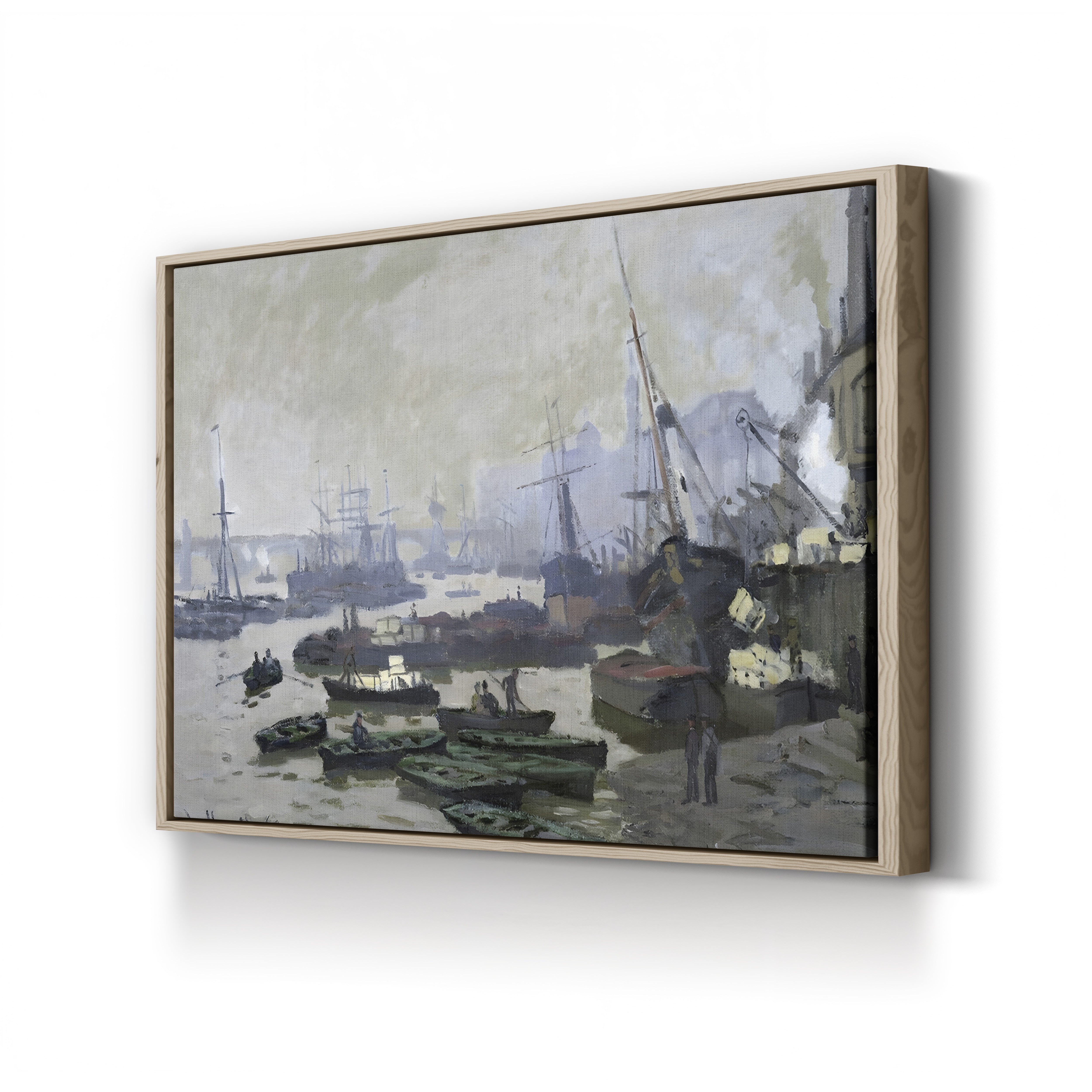 Boats in the Pool of London, 1871 – Claude Monet Wall Art | Early Impressionist Thames Canvas Print