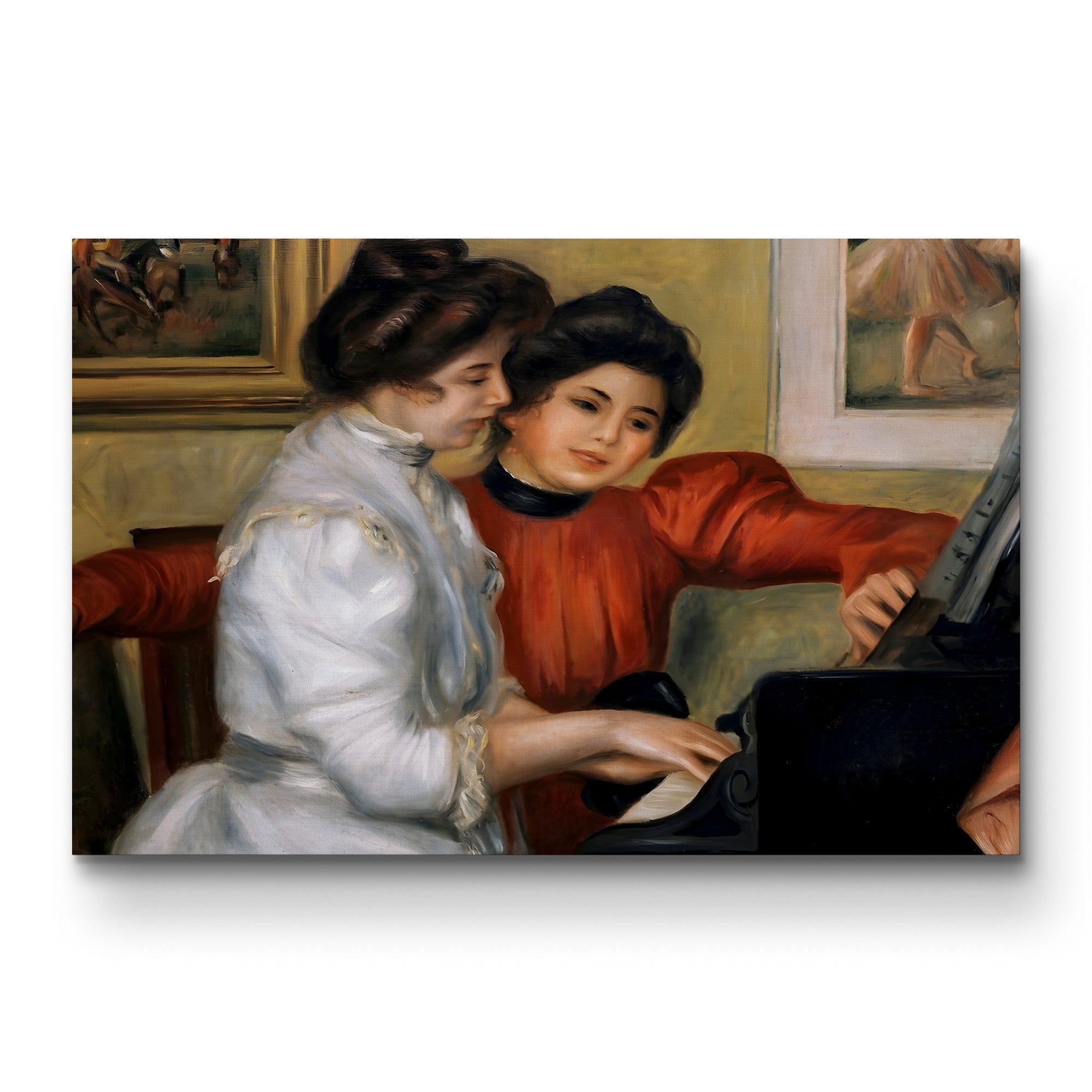 Yvonne and Christine Lerolle at the Piano, c.1897 – Pierre-Auguste Renoir Wall Art | Impressionist Interior Canvas Print