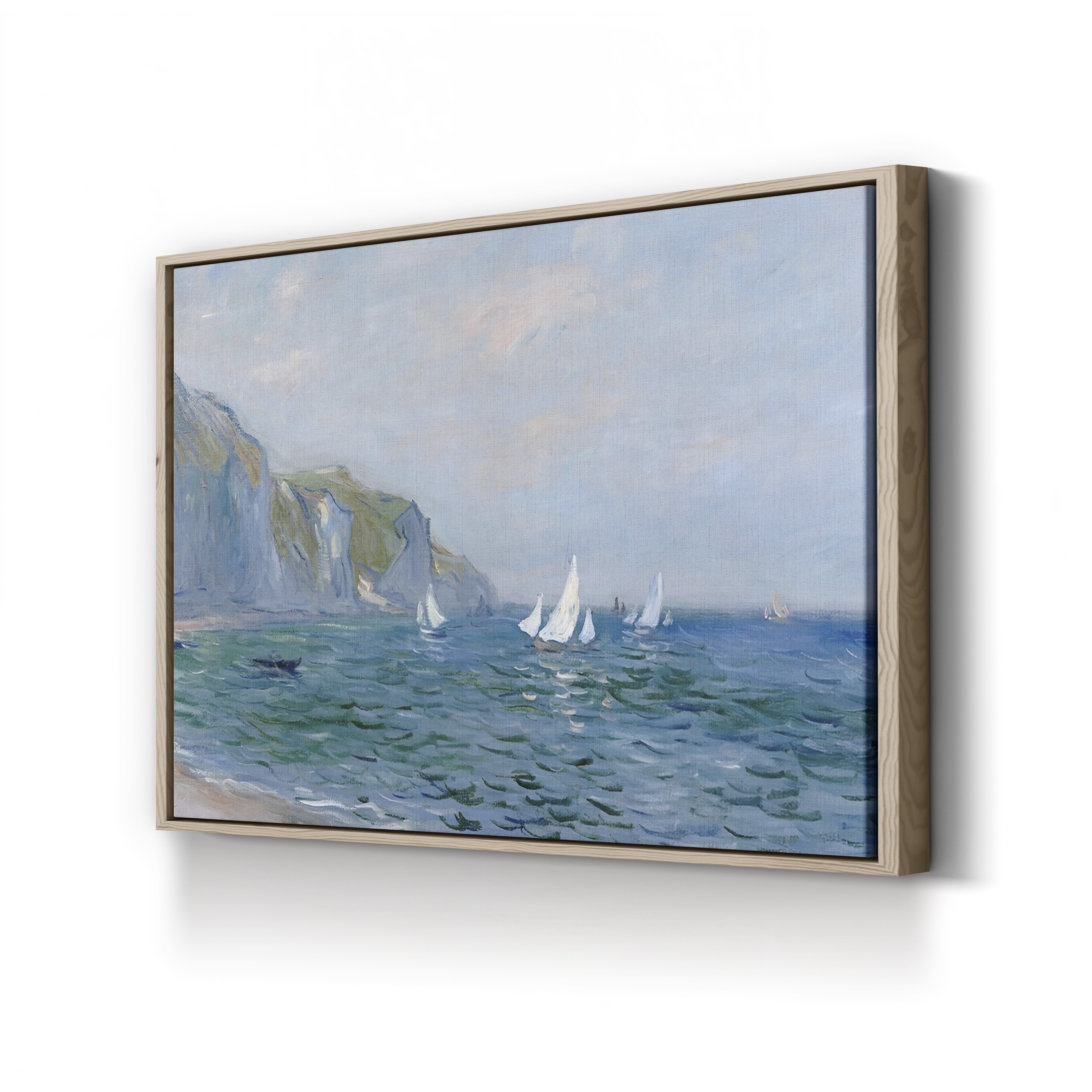 Cliffs and Sailboats at Pourville – Claude Monet Wall Art | Impressionist Normandy Coastal Canvas Print